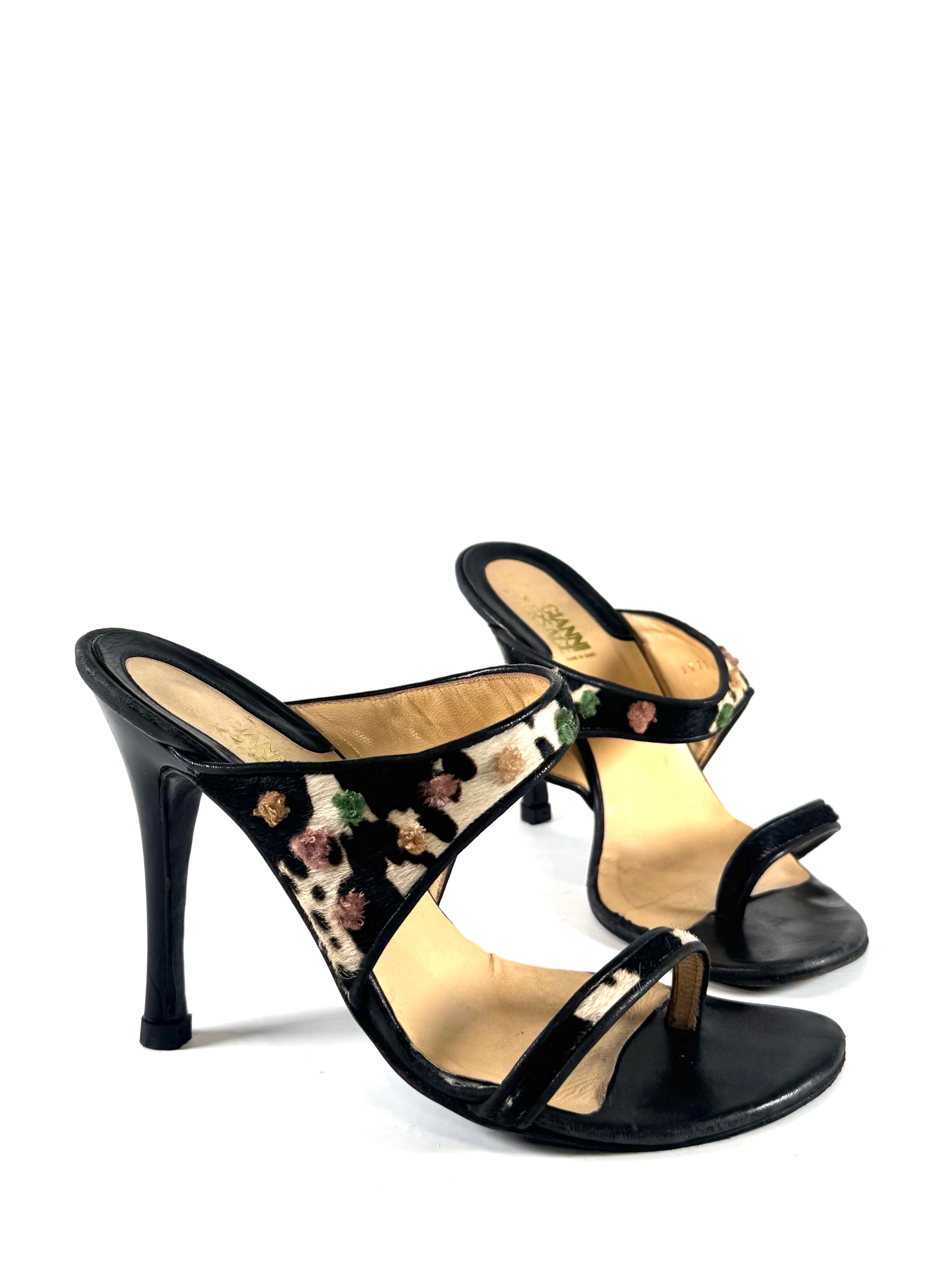 90S CALFHAIR FLORAL MULES @CSTEEN