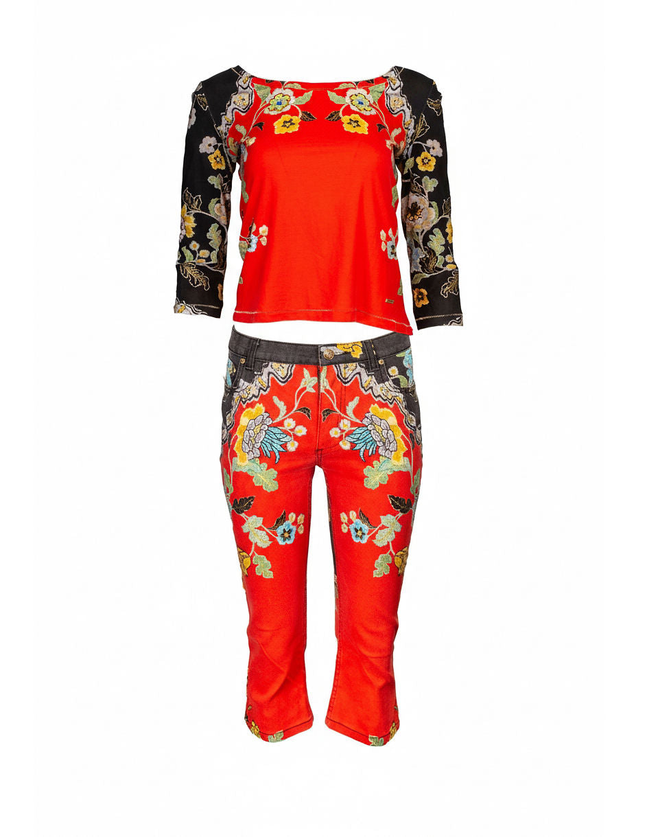 SS03 RED CHINOISERIE CAPRI/TOP SET