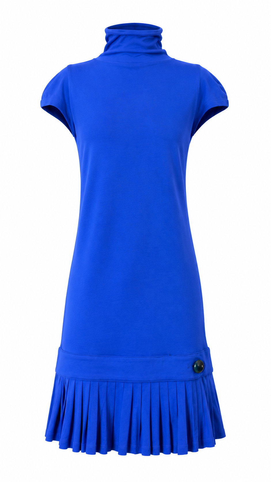 PURPLE MOCK NECK PLEATED MIDI DRESS