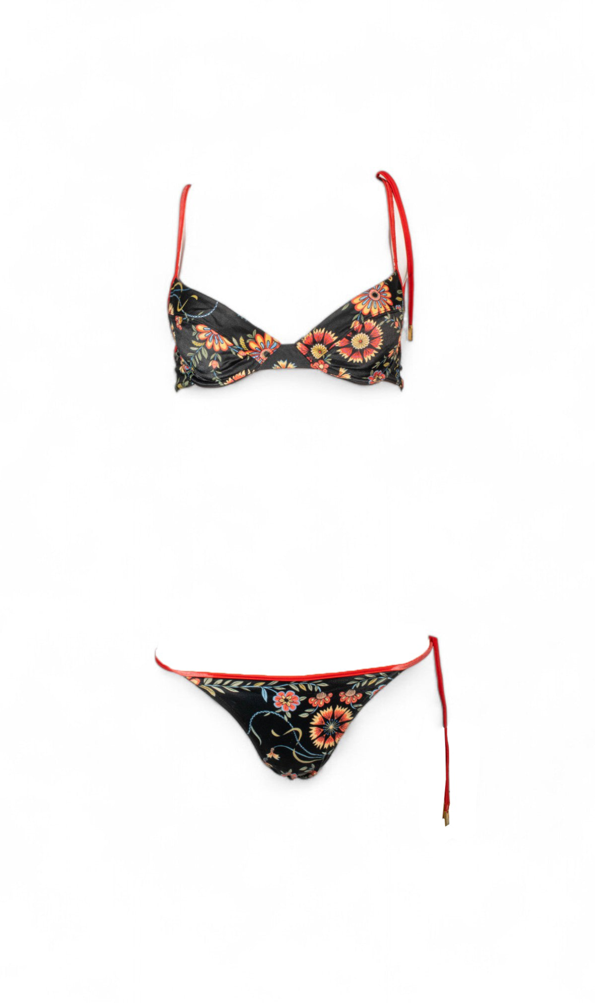 BLACK & RED FLORAL PAISLEY 2PC BIKINI