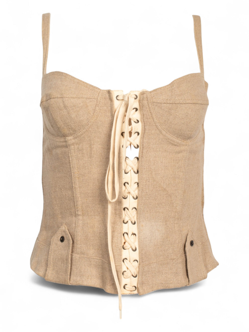 00S TAN LINEN CORSET TOP