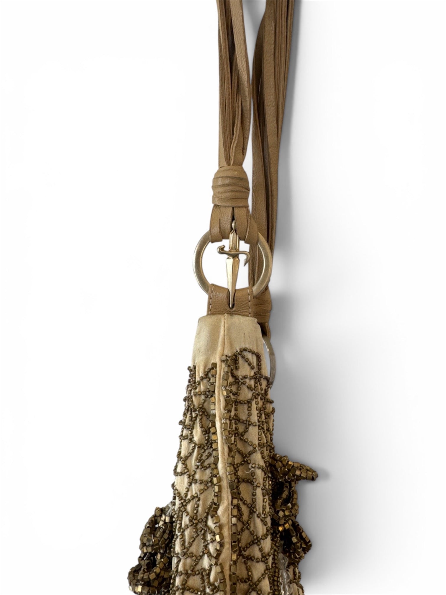 GOLD BEADED DAGGER SHOULDER BAG (AS IS)