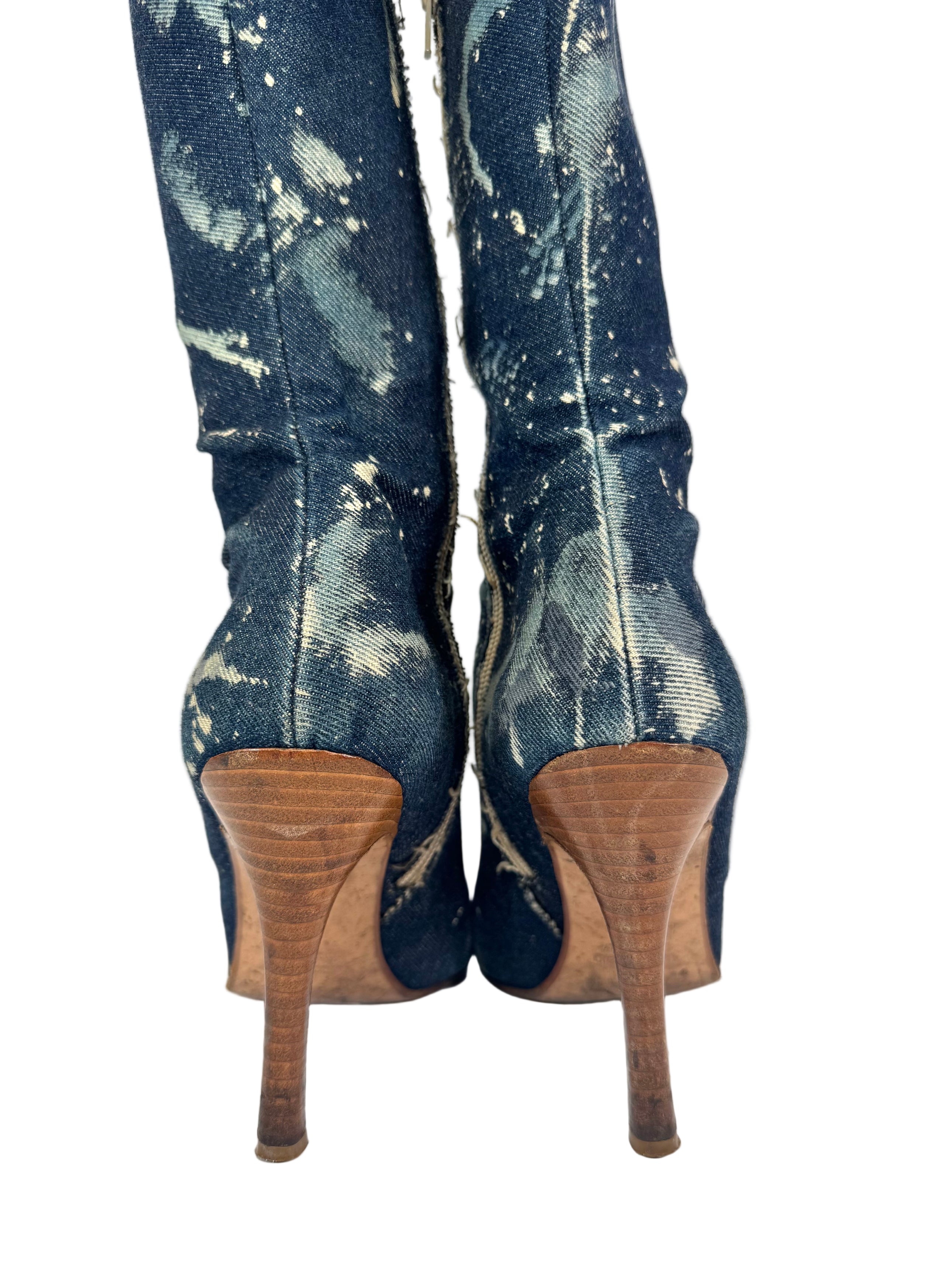 NELO NEMBRO DENIM BLEACH SPOTTED BOOTIES @CSTEEN