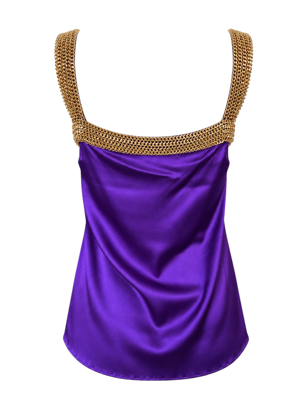 PURPLE SILK TANK WITH GOLD CHAIN DETAIL @NICOZ