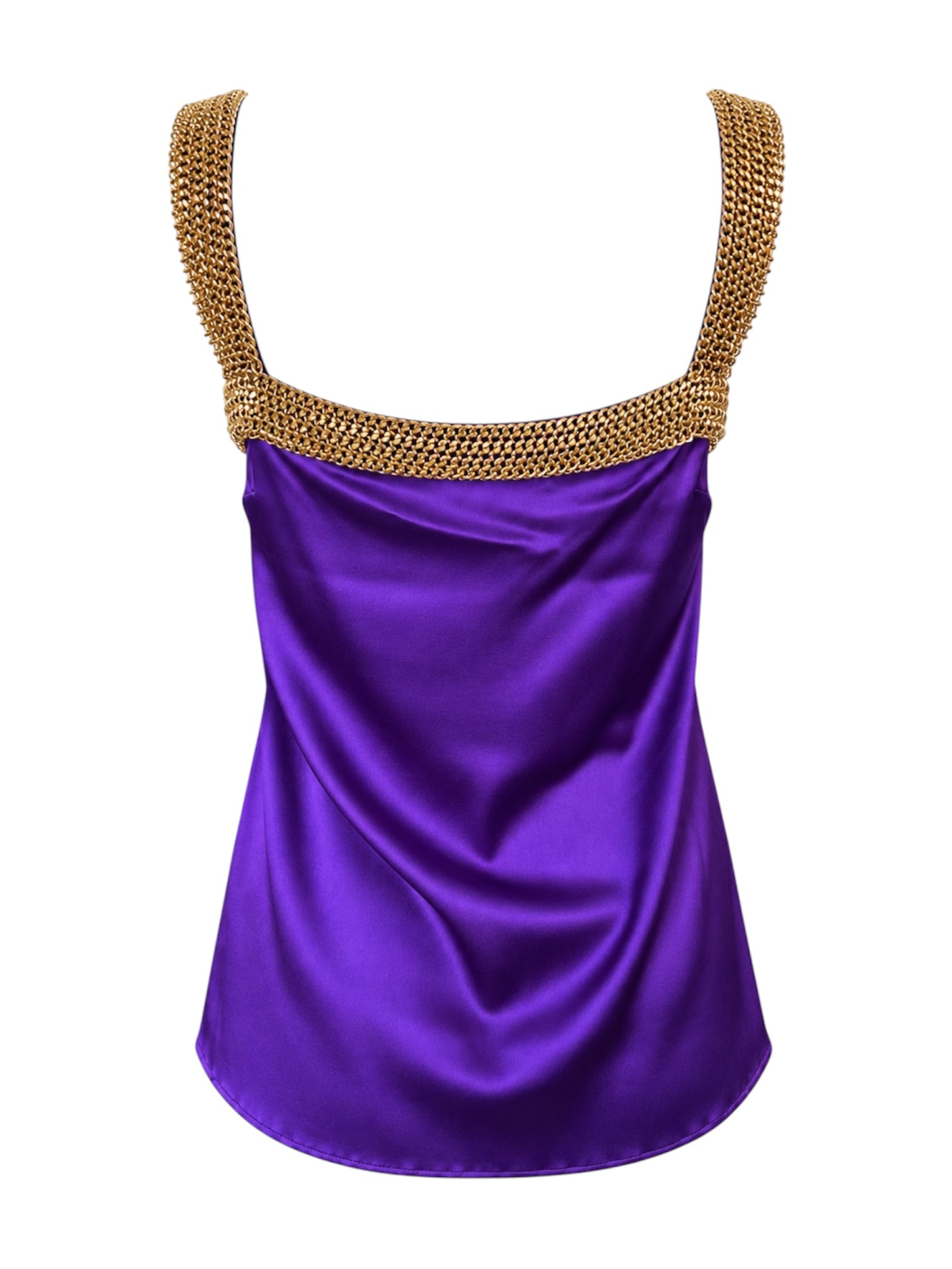 PURPLE SILK TANK WITH GOLD CHAIN DETAIL @NICOZ