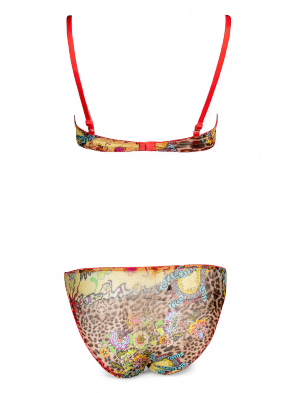 2003 CHINOISERIE RED & YELLOW MESH LINGERIE SET