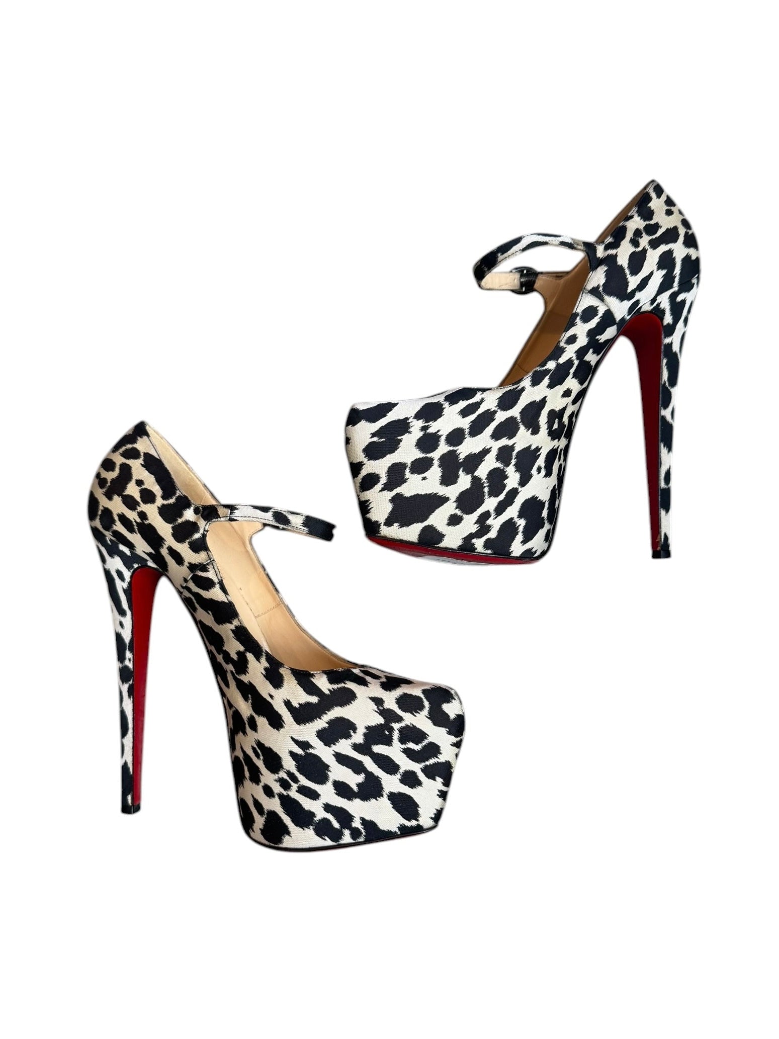 B&W LEOPARD PRINT STILETTO PLATFORM HEELS
