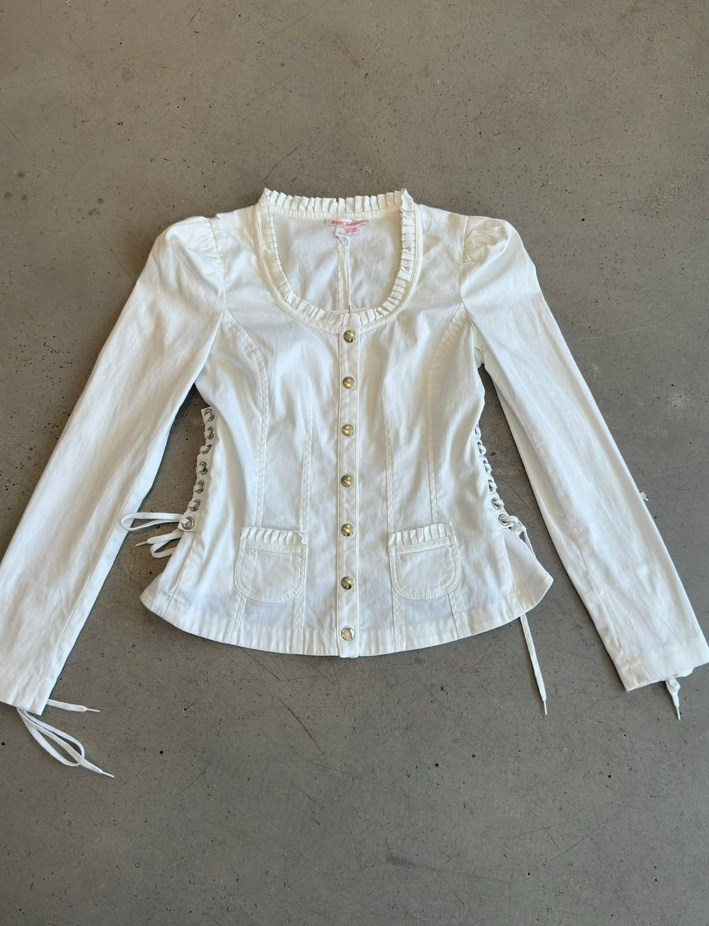 WHITE CORSETED L/S LACE UP TOP @ALISHAG