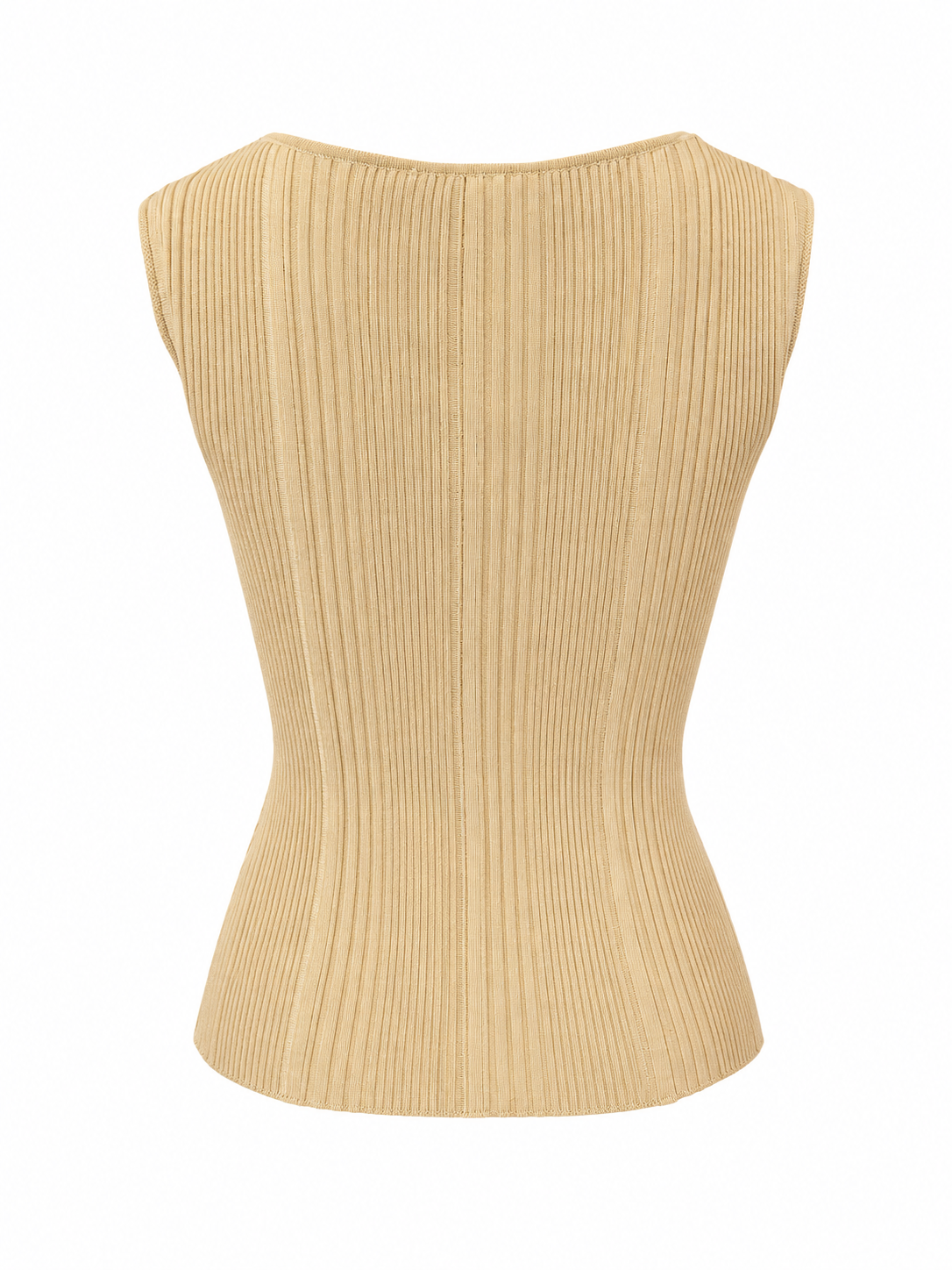 BEIGE KNIT & LEATHER LACE UP TANK