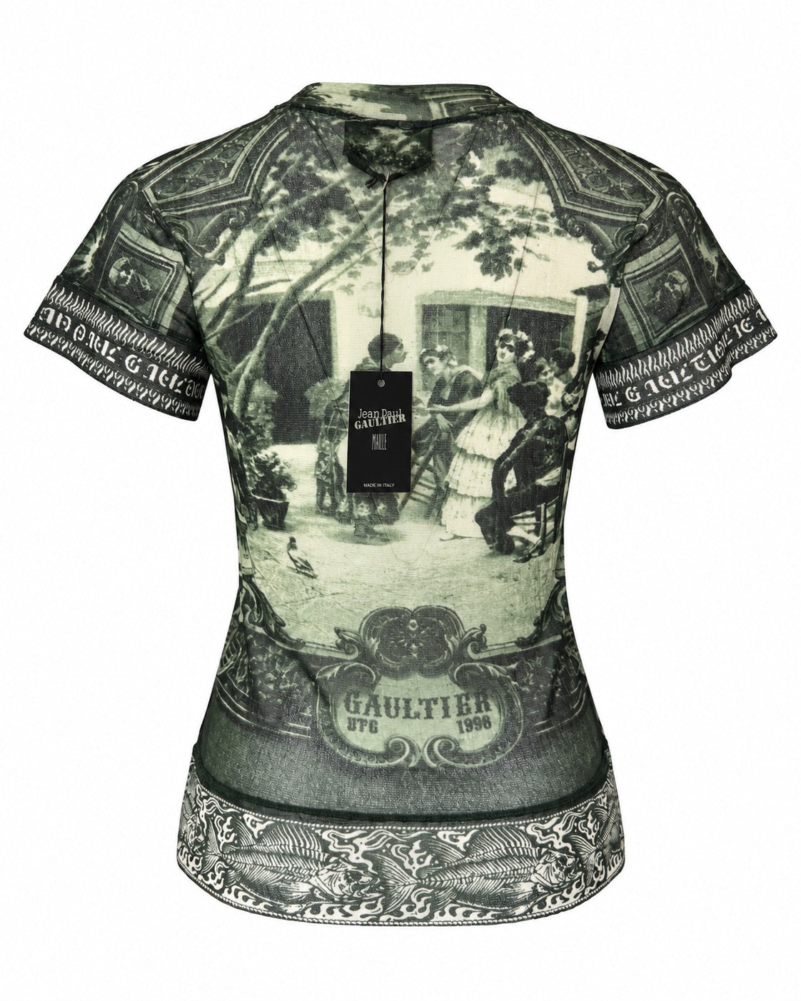 FW98 GREEN FRIDA KAHLO "FRENCH COURTYARD" MESH S/S TOP