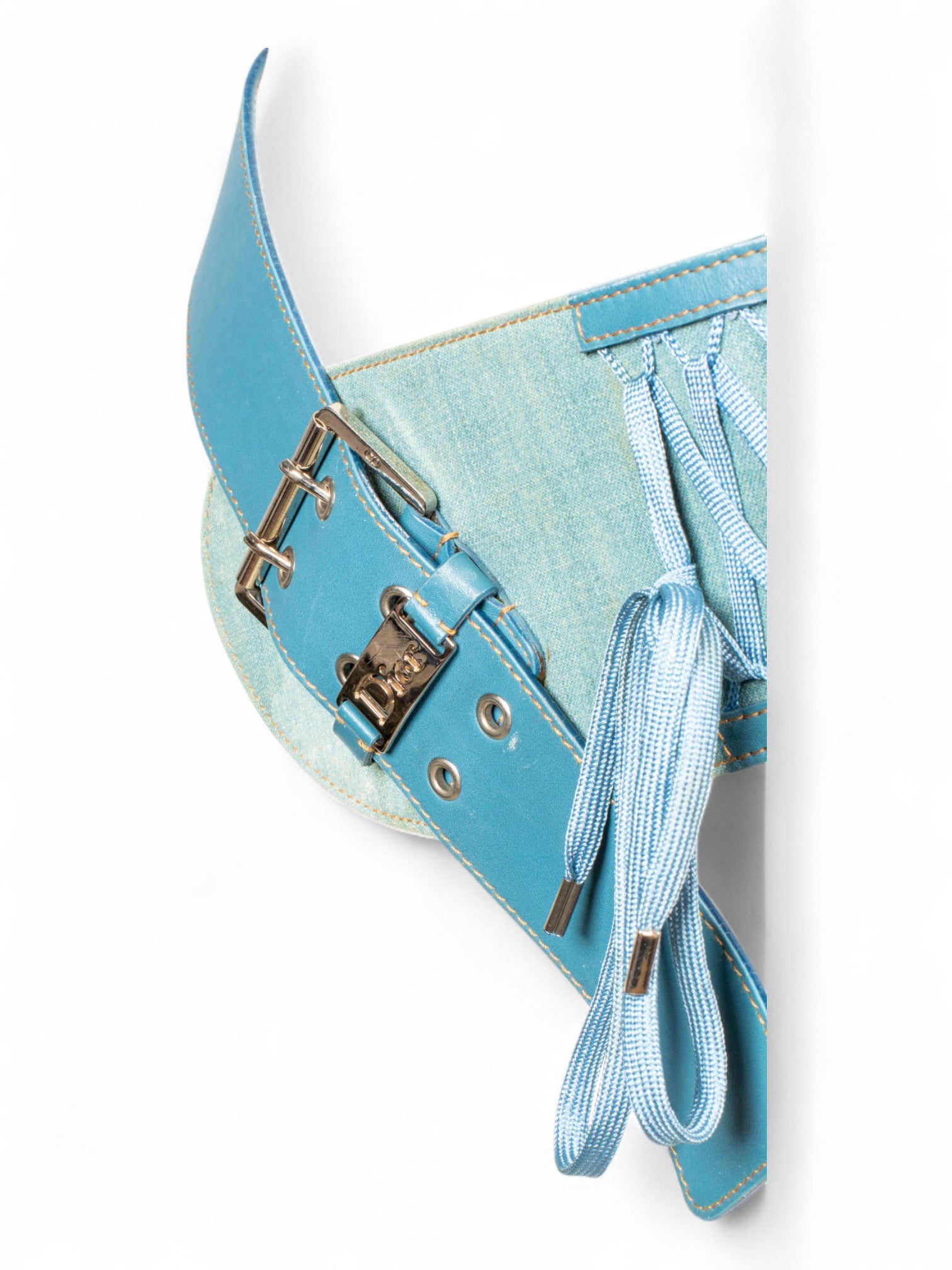 2002 RUNWAY BLUE DENIM "ADMIT IT" LACE UP BELT