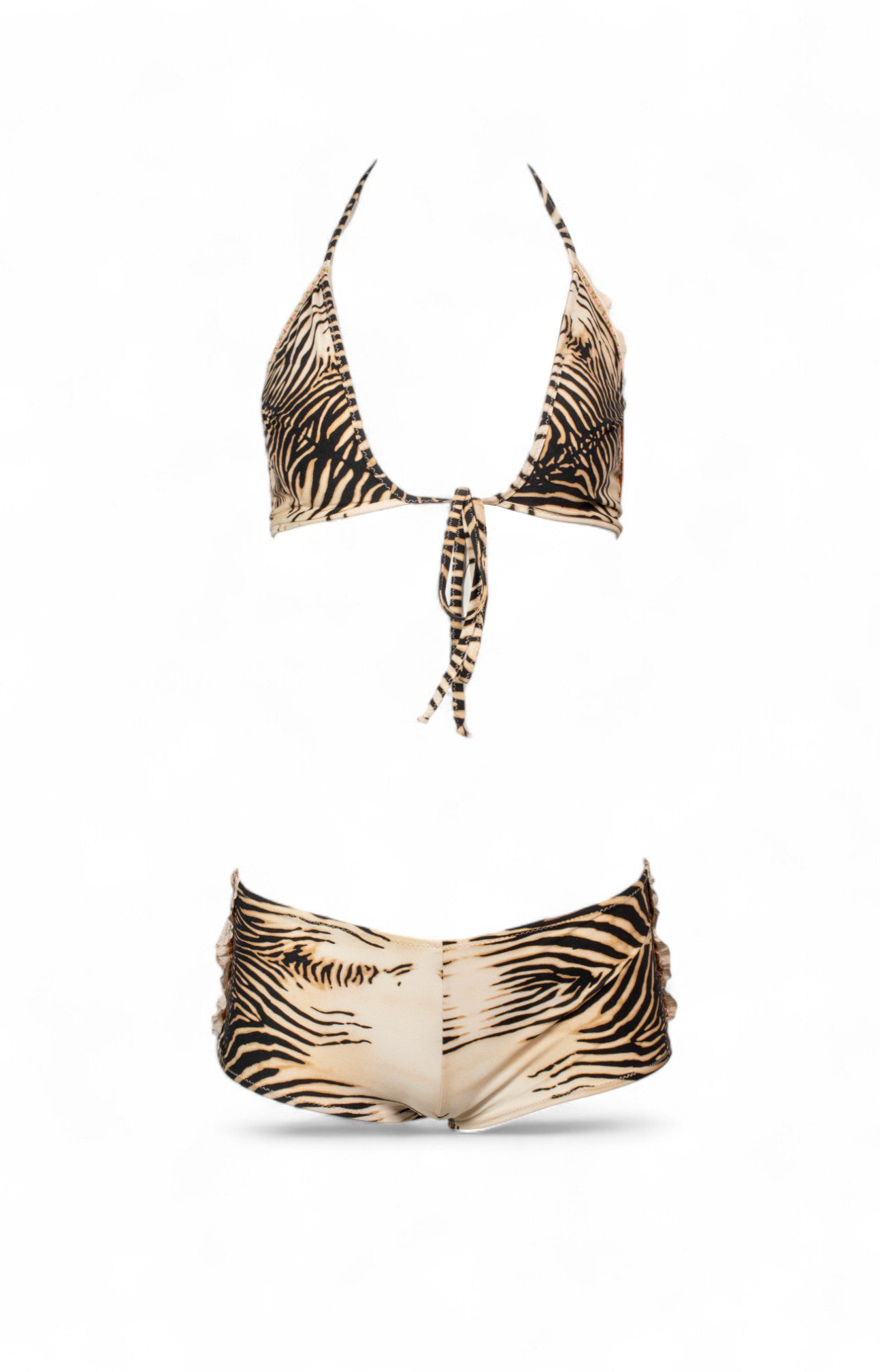 ZEBRA PRINTED 2PC BIKINI & SHORTS SET