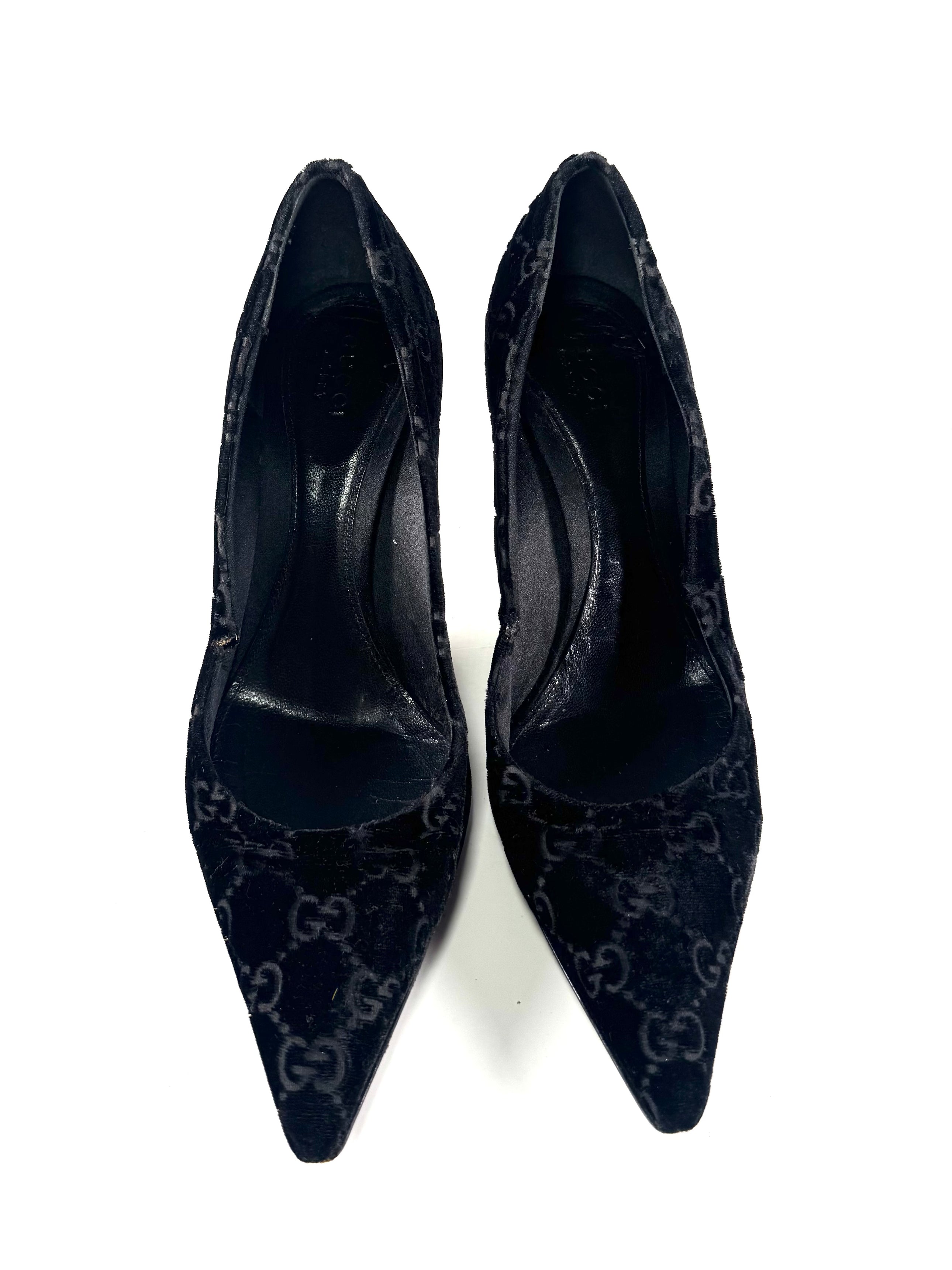TOM FORD VELVET MONOGRAM BAMBOO PUMPS