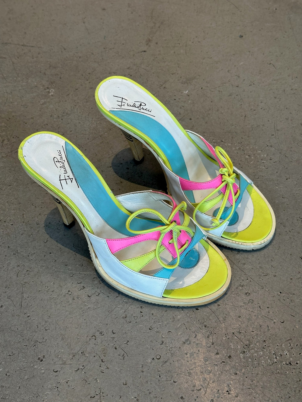 NEON MULTICOLOR STRIPED HEELS *as is*