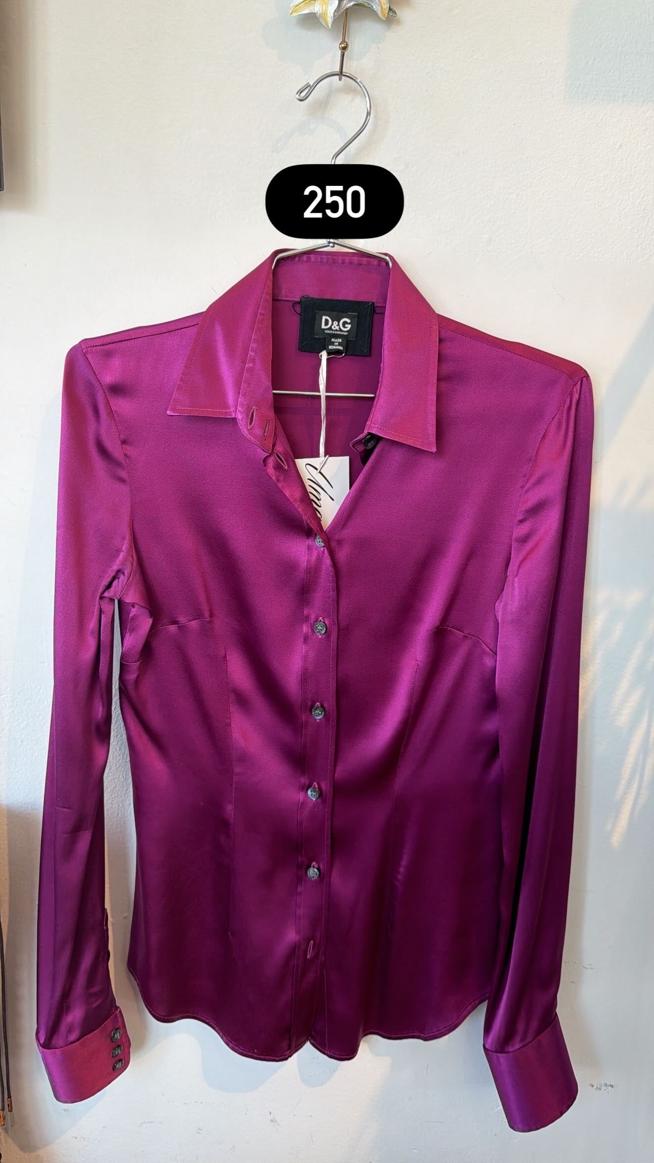 PURPLE SILK BUTTON DOWN TOP