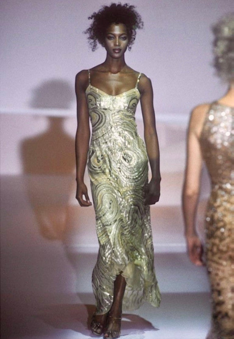 SS1997 RUNWAY SILK CHIFFON SEQUIN GOWN @KU