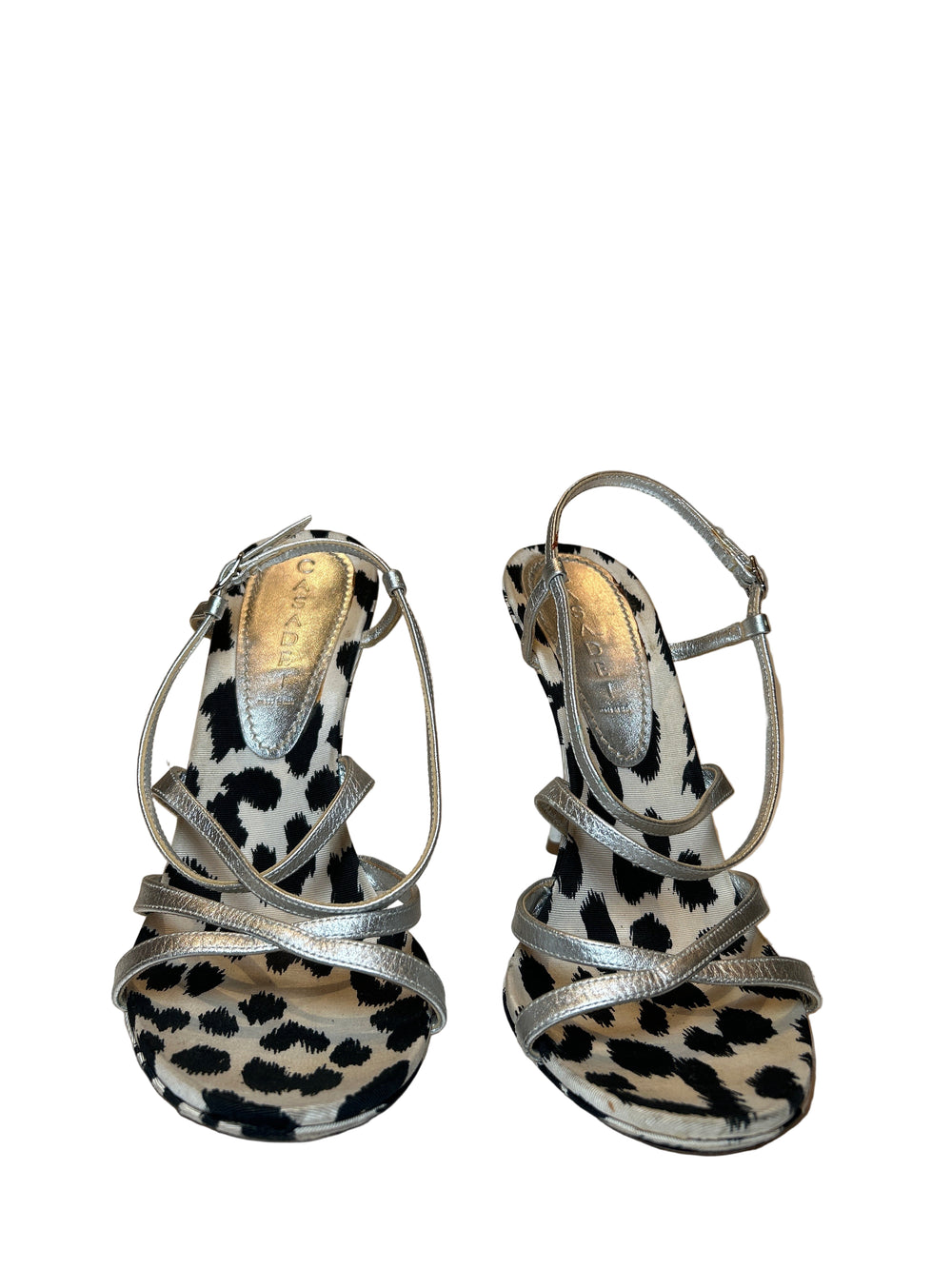 WHITE LEOPARD STRAPPY HEELS