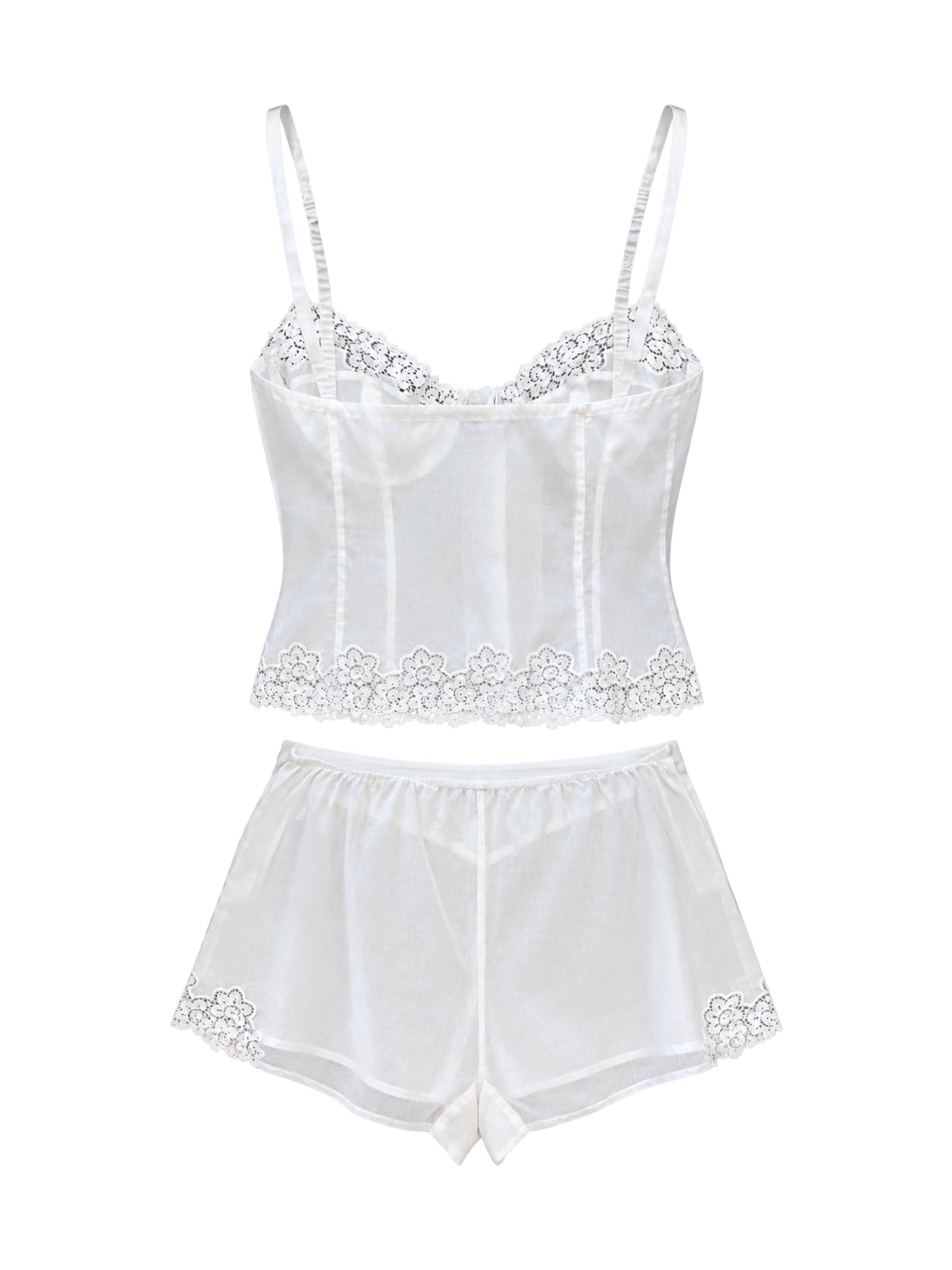 CREAM LACE BUSTIER TANK & SHORTS SET (AS IS) @JCCG
