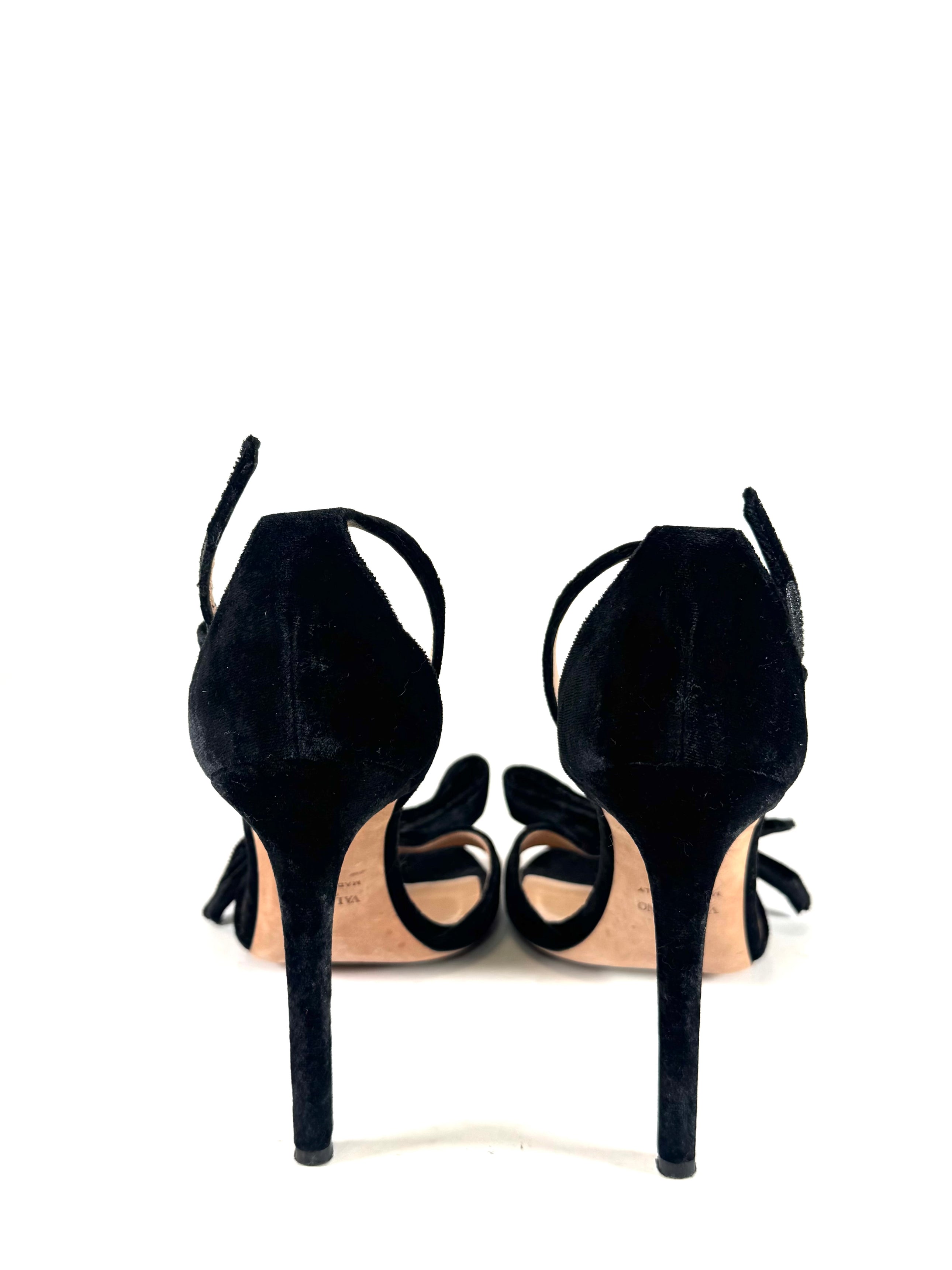 BLACK VELVET BOW HEELS @SIDRAP