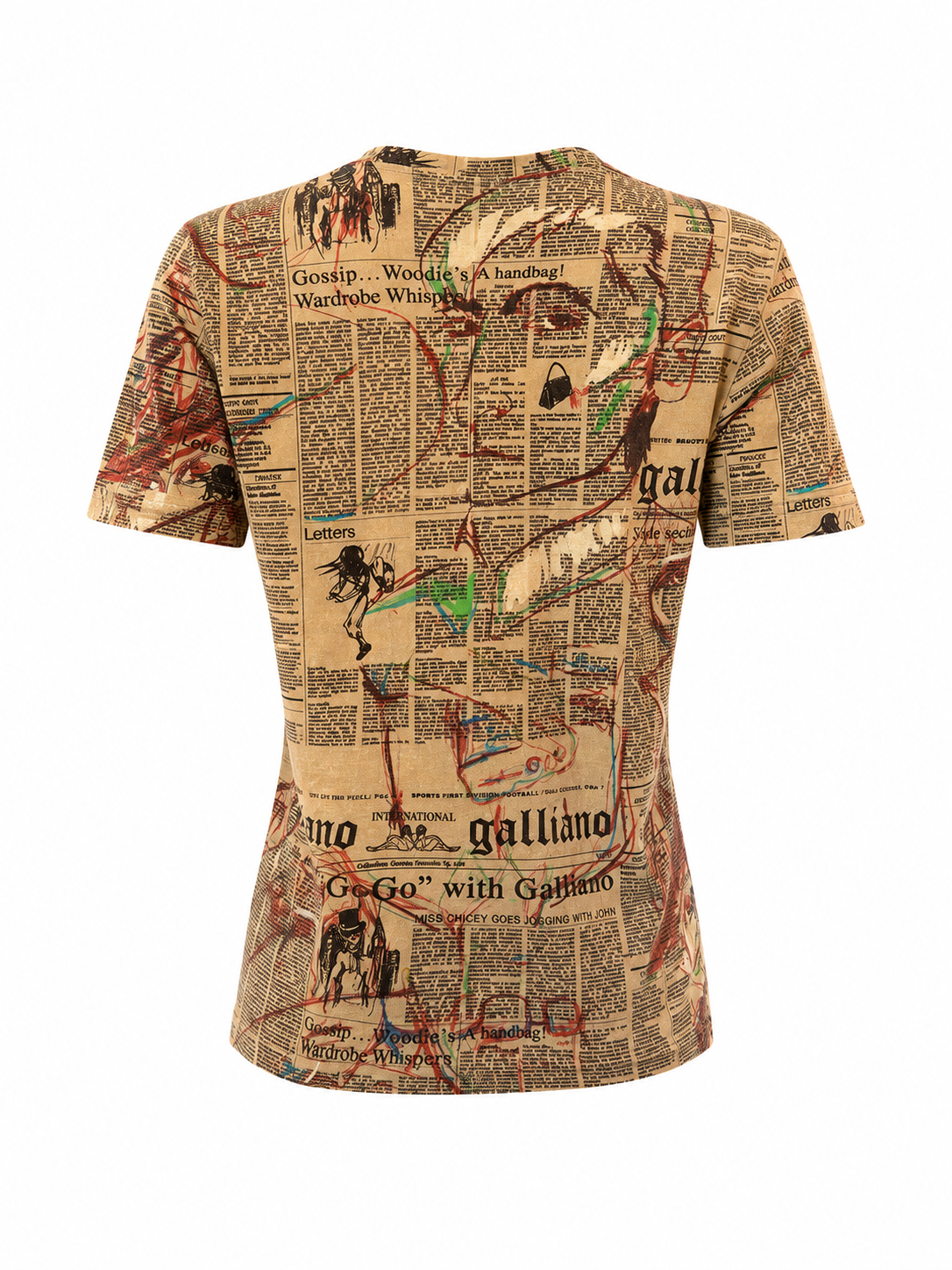 BROWN NEWSPAPER PRINTED VNECK TOP @AVH