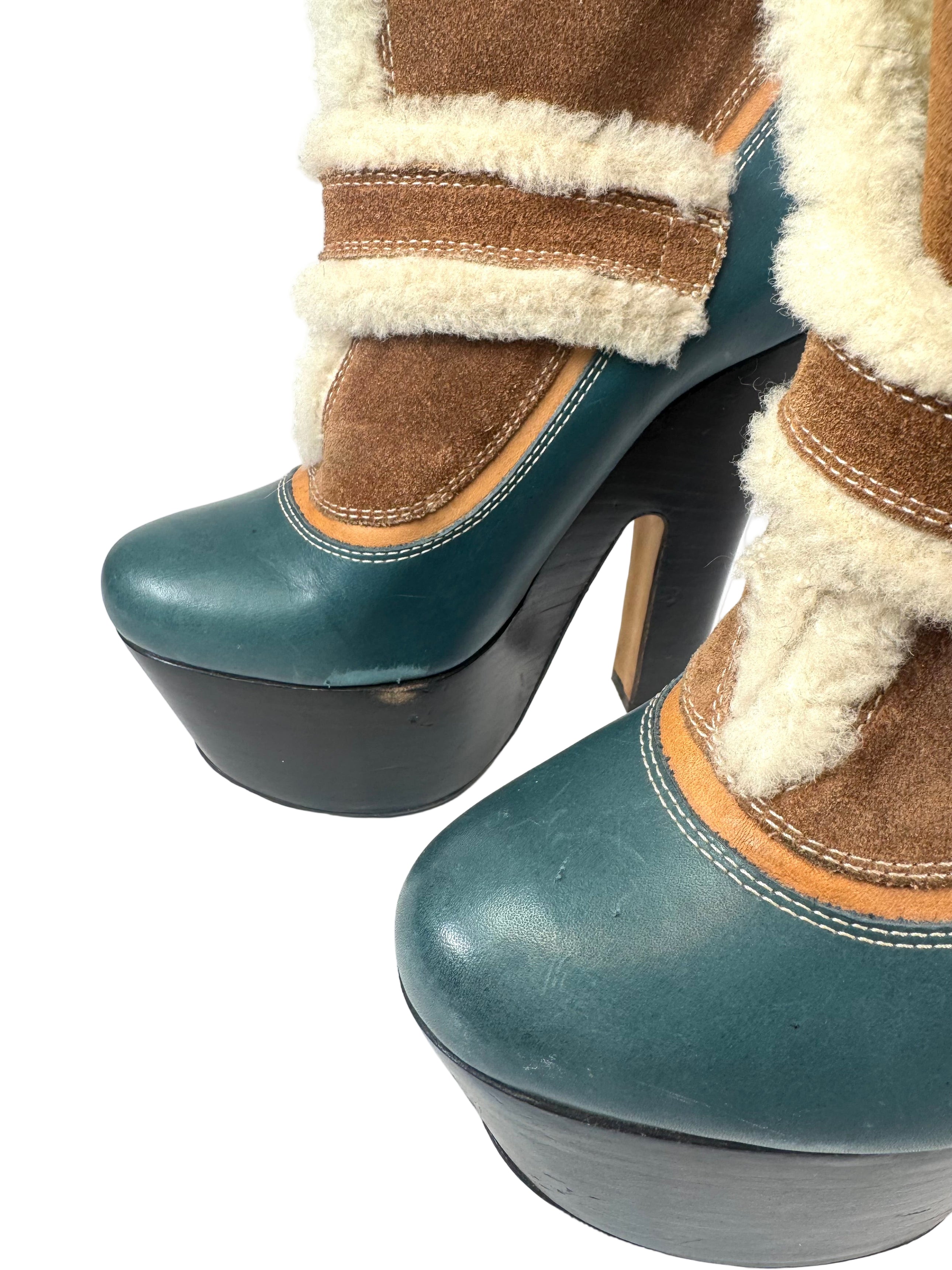 SAINT MORITZ SUEDE & SHEARLING ANKLE BOOTIES