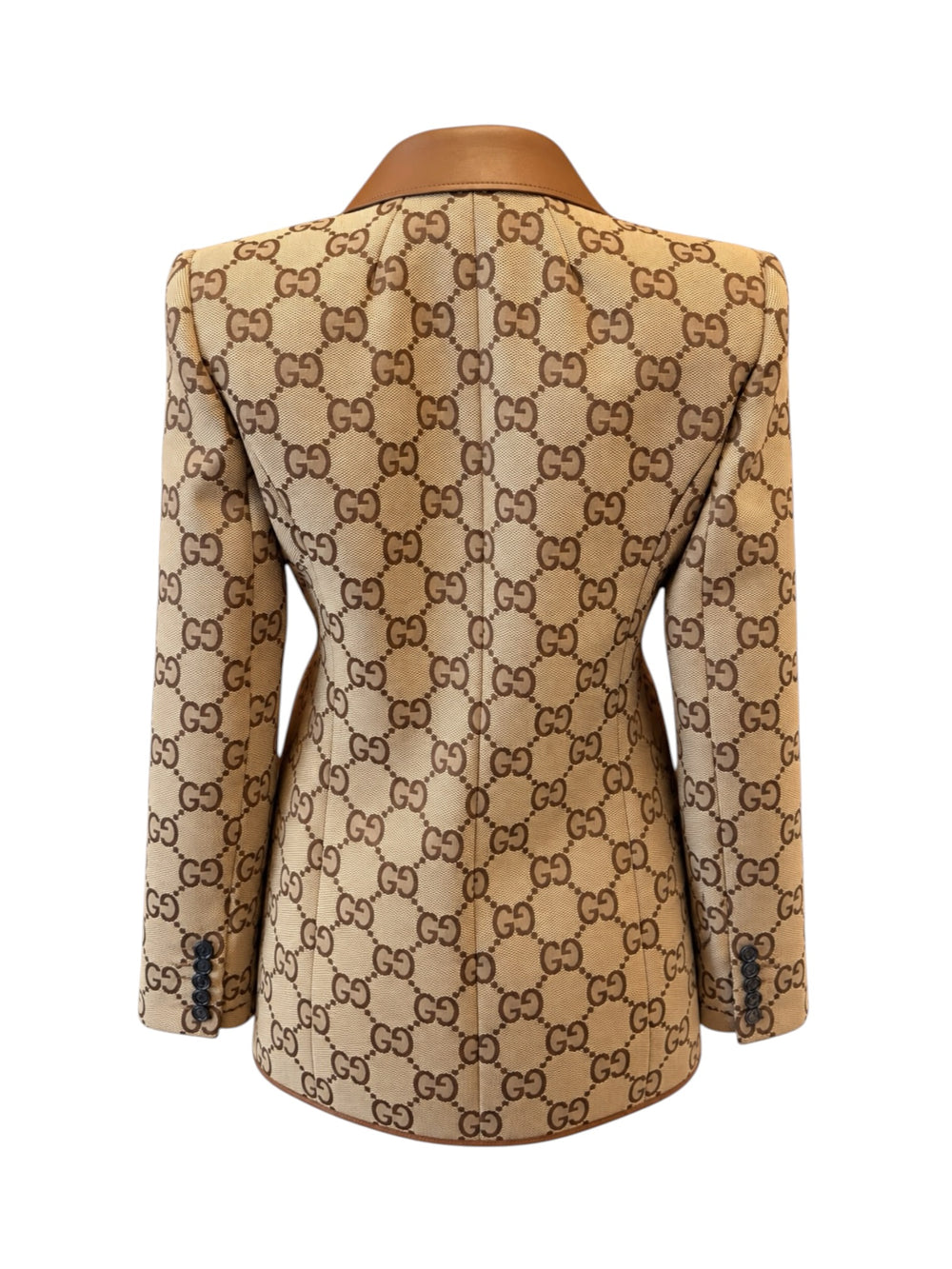 BROWN MONOGRAM CANVAS & LEATHER BLAZER (NWT) @SM