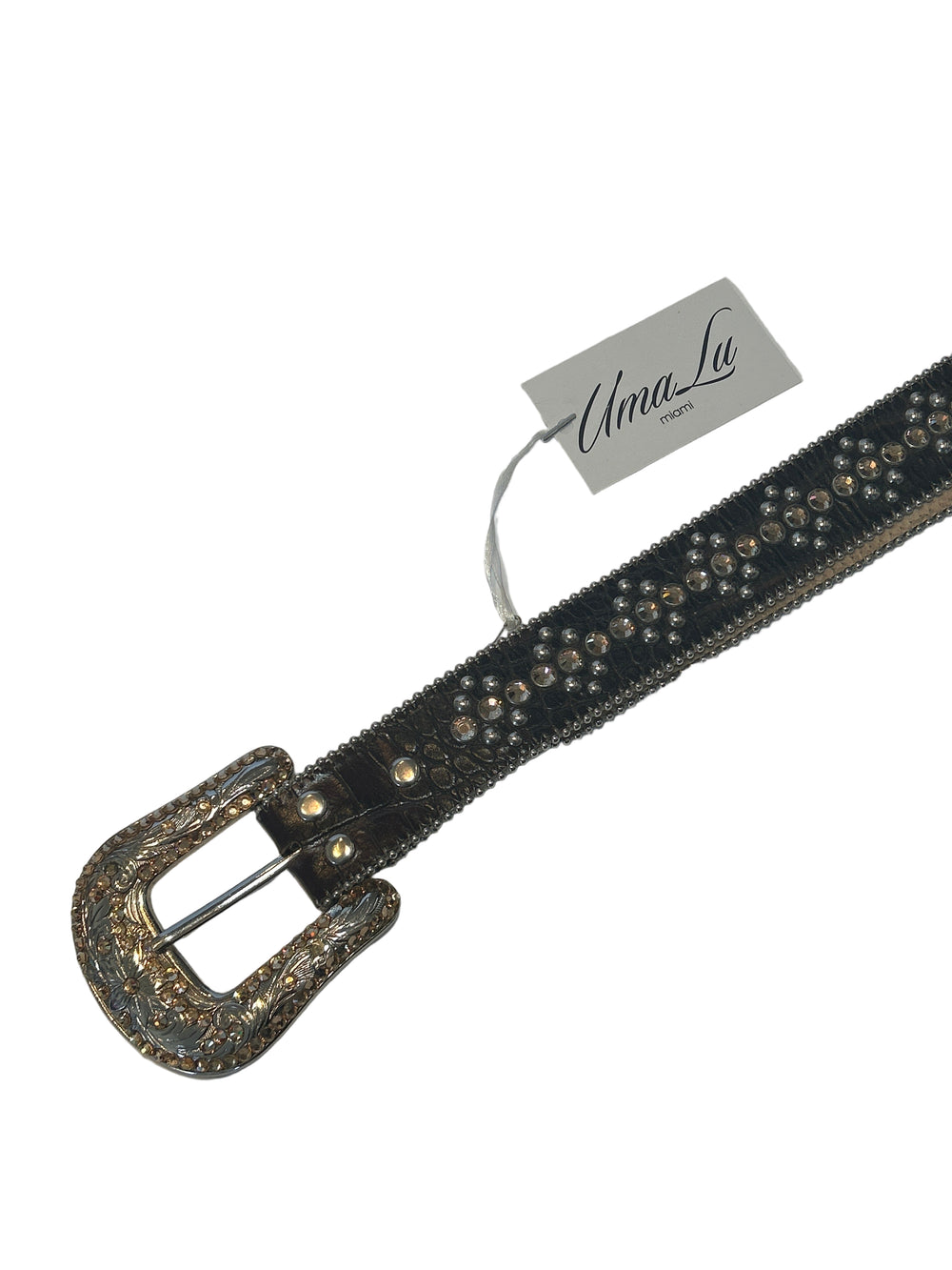 CROC EMBOSSED RHINESTONE BELT