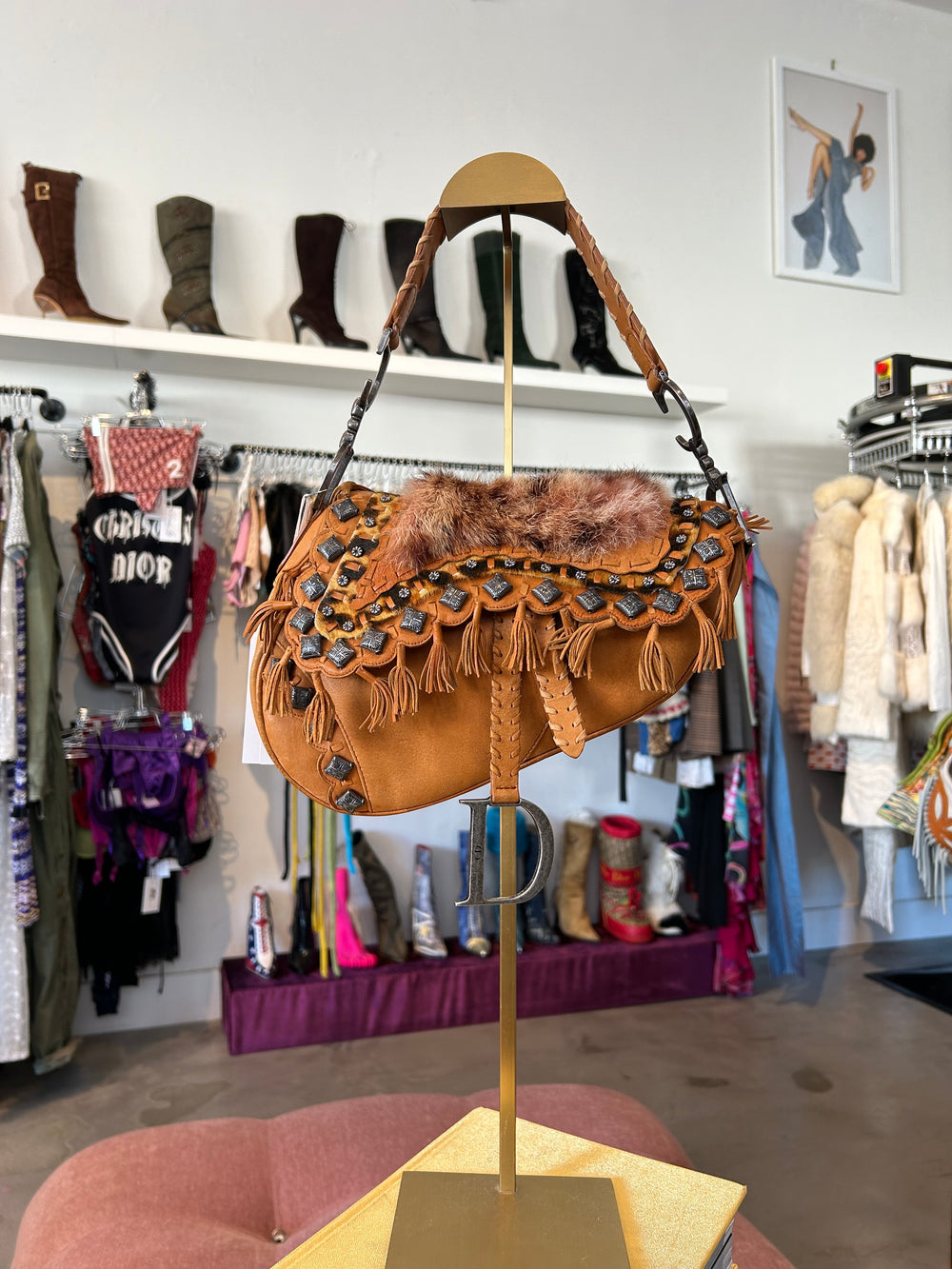 2006 LIMITED EDITION BROWN RABBIT FUR SADDLE BAG @FAR