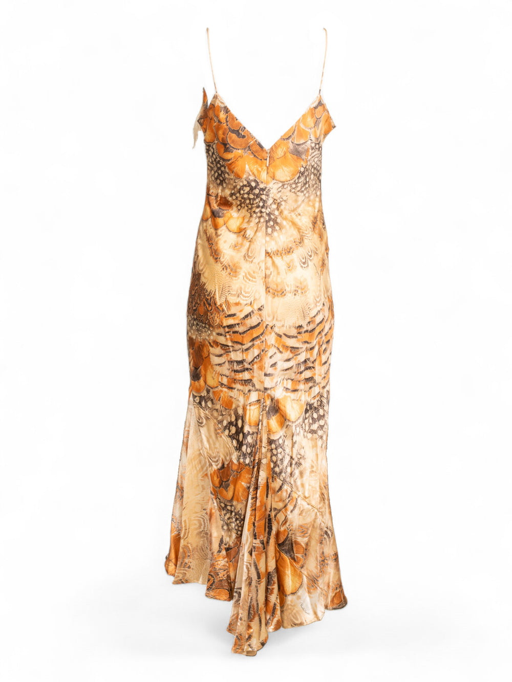 SS04 OSTRICH FEATHER PRINT SILK DRESS
