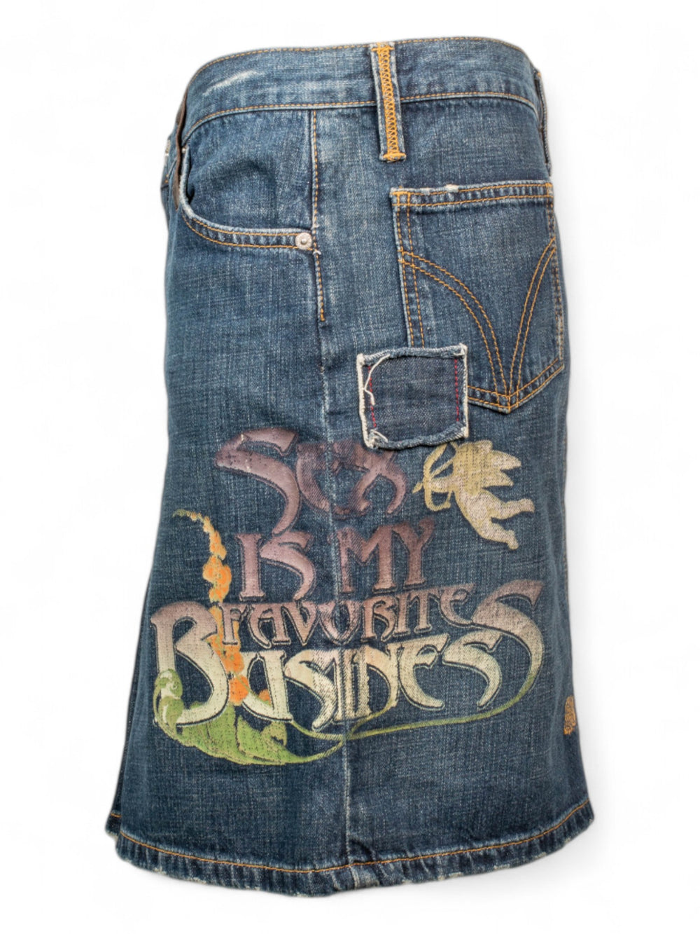 FW04 "SEX IS MY FAVORITE BUSINESS" DENIM SKIRT