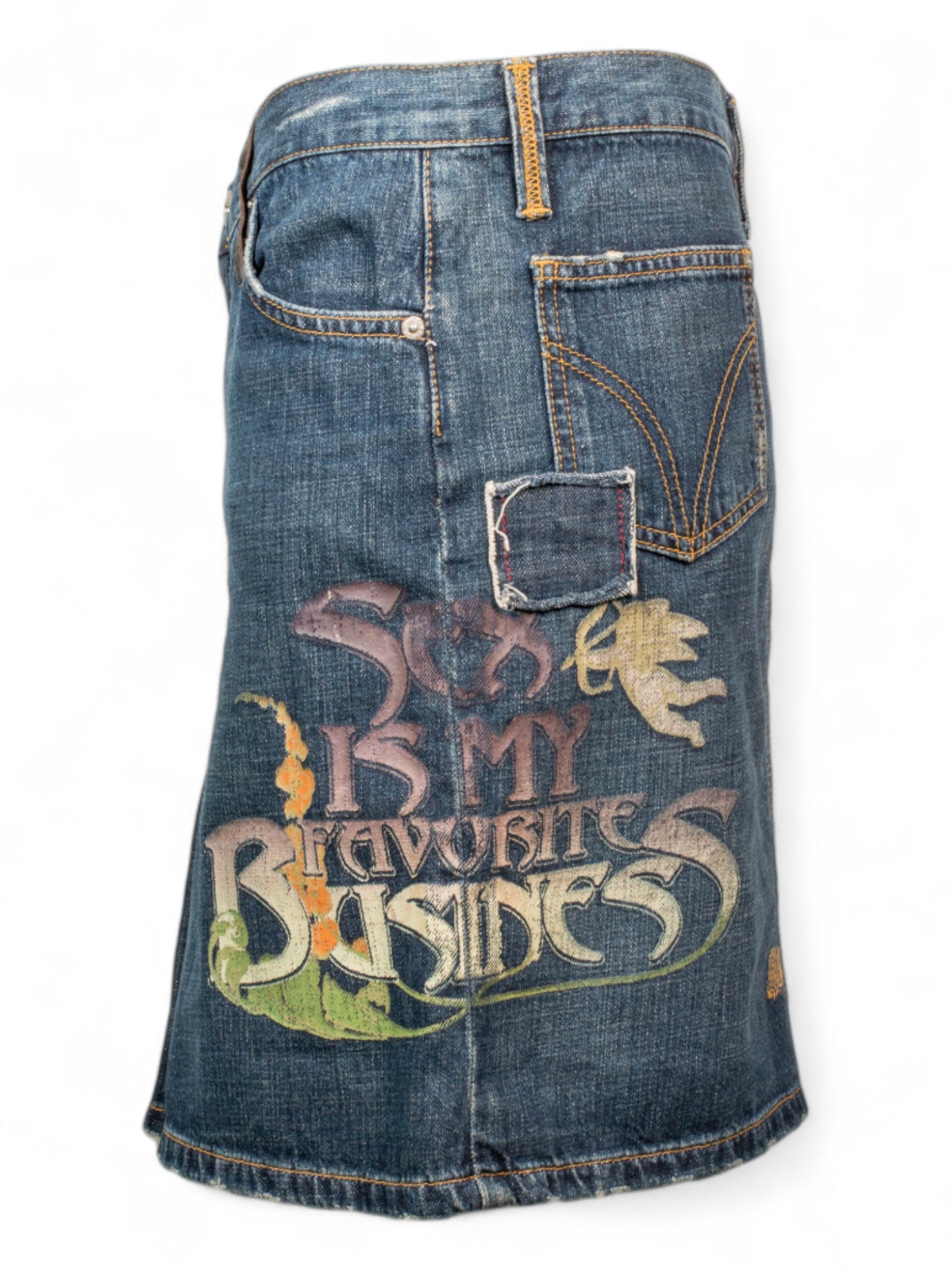FW04 "SEX IS MY FAVORITE BUSINESS" DENIM SKIRT