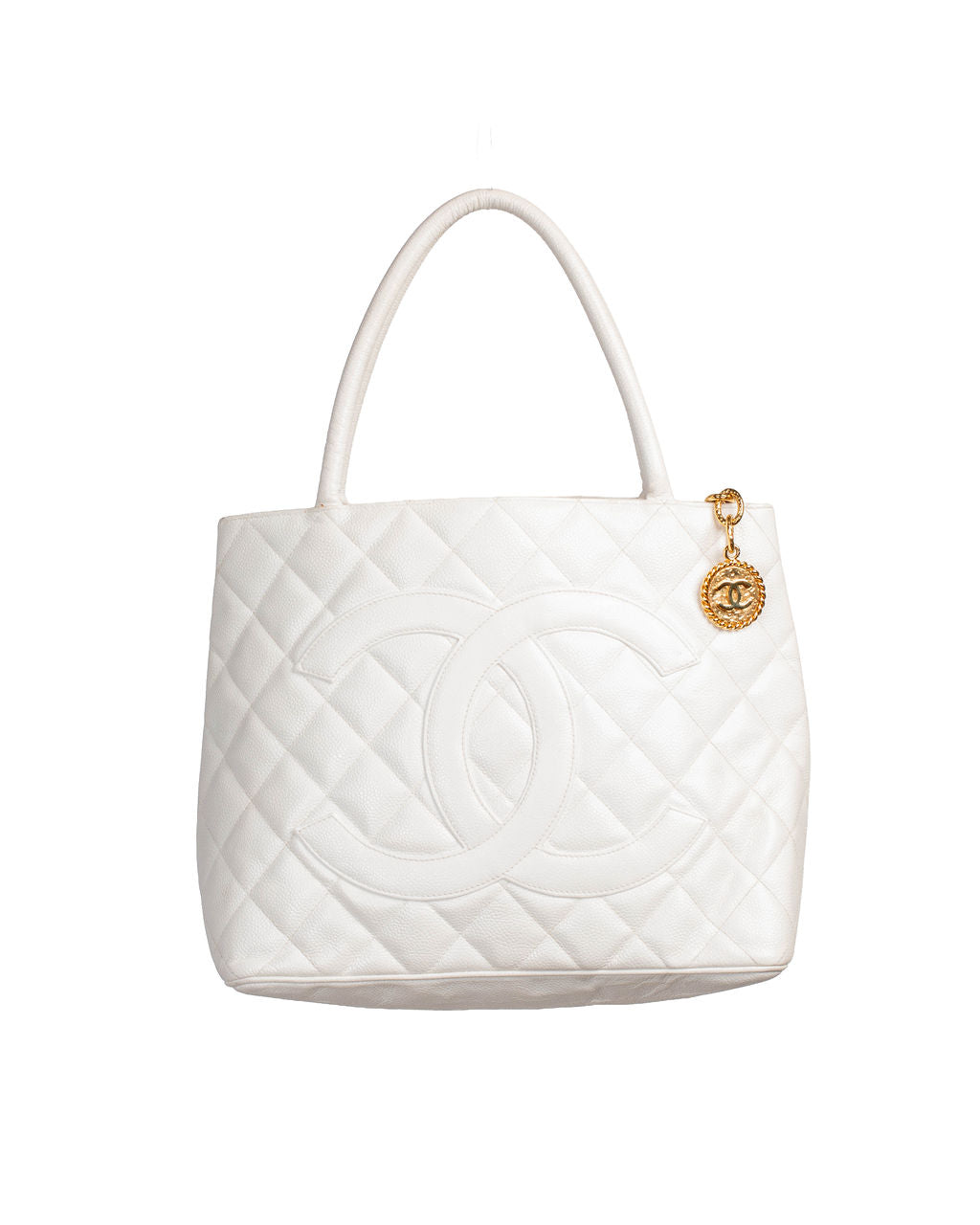 04/05 WHITE CAVIAR MEDALLION TOTE BAG