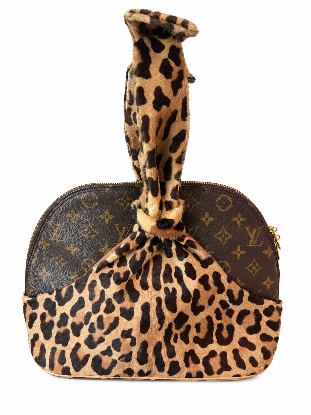 1996 BROWN MONOGRAM & LEOPARD CALFHAIR ALMA BAG