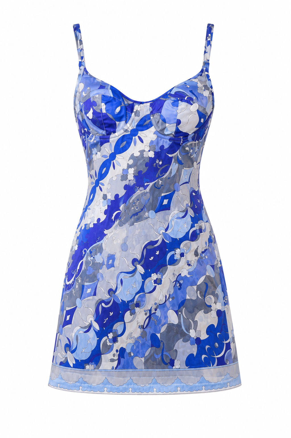 BLUE/PURPLE CLASSIC PRINTED SLIP DRESS