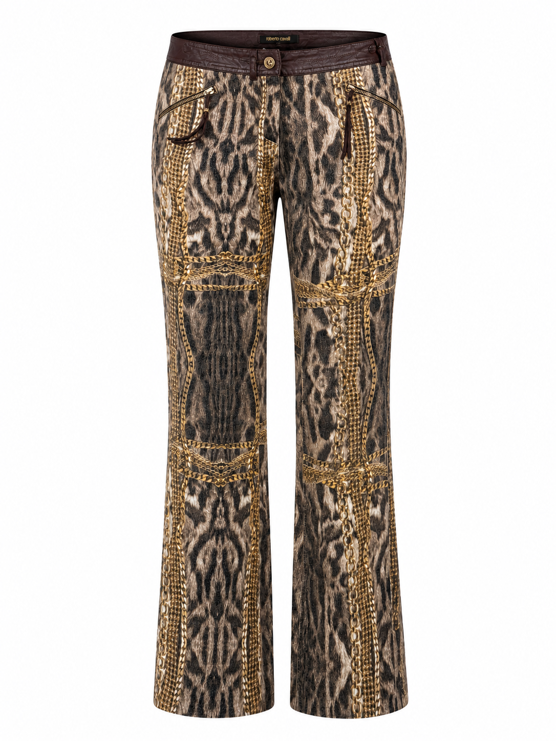 2003 CHEETAH & CHAIN JEANS W LEATHER TRIM