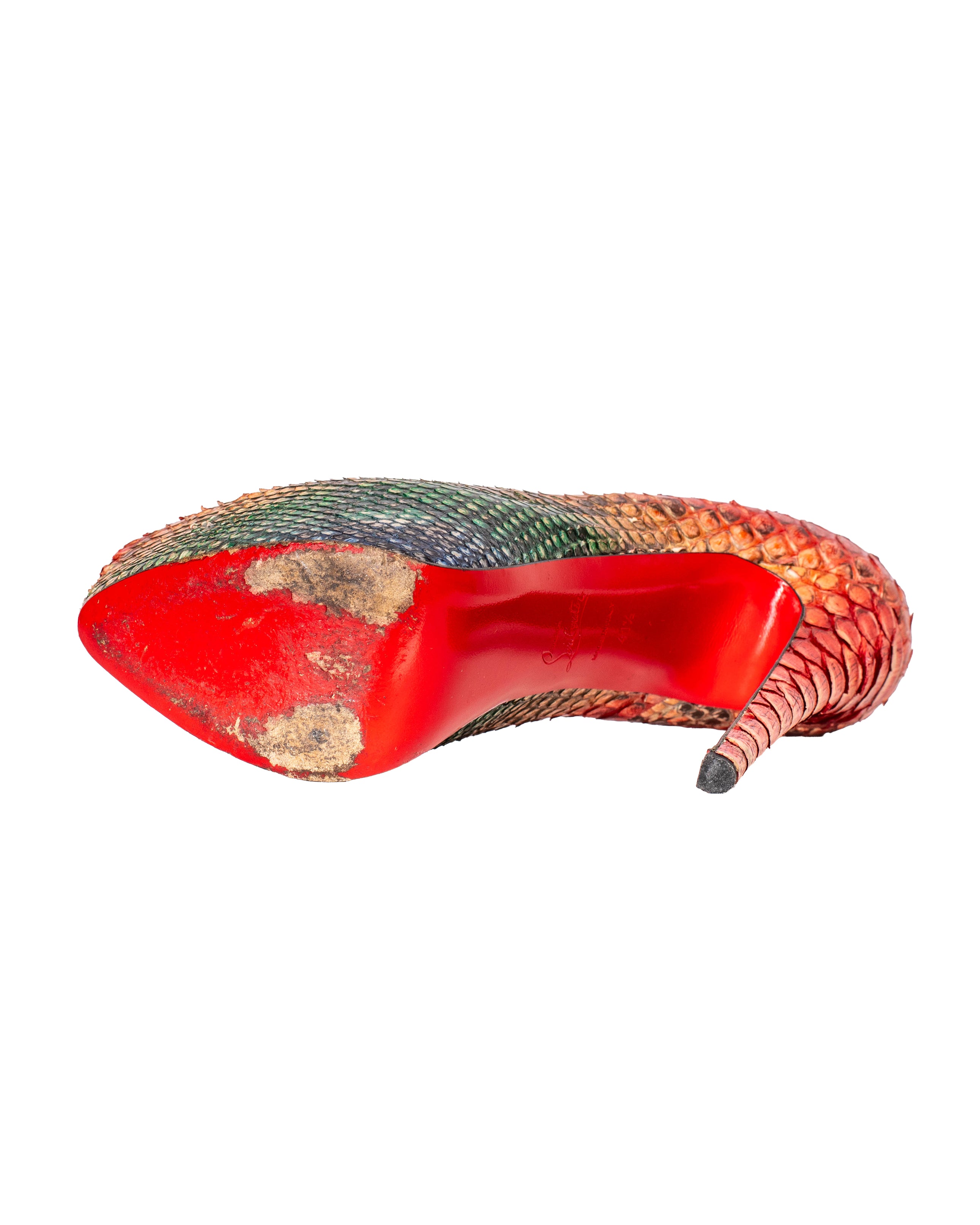 RED/GREEN WATERSNAKE DAFFODIL PLATFORM HEELS