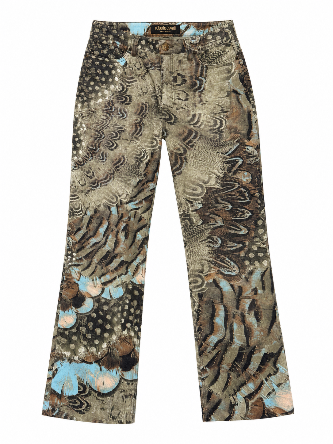 2003/2004 GREEN FEATHER PRINTED JEANS