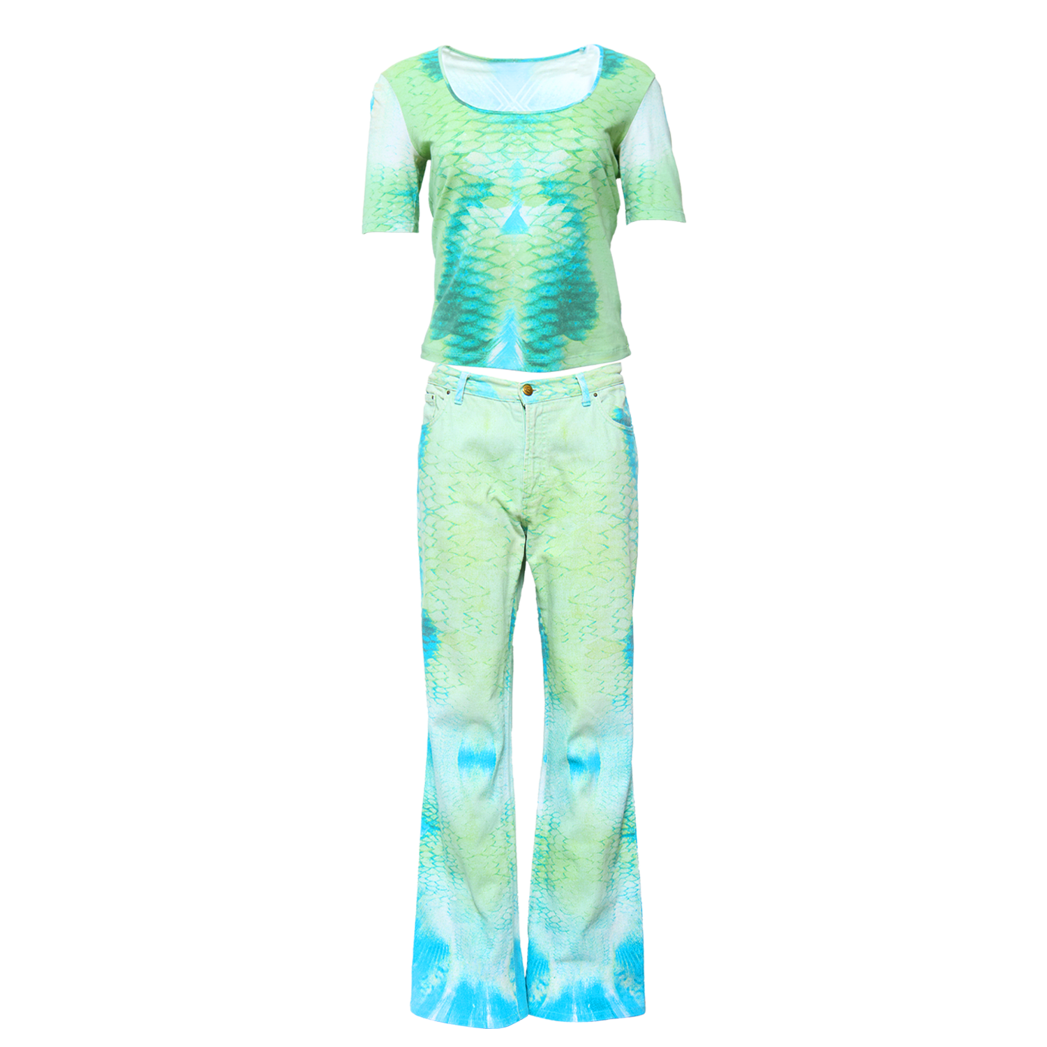 GREEN SCALE PRINTED TOP AND PANTS SET