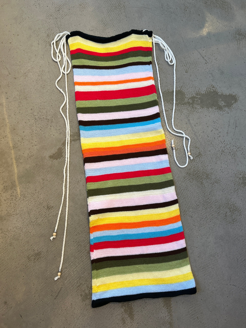 NINA RAINBOW STRIPED MAXI SKIRT W BLACK TRIM