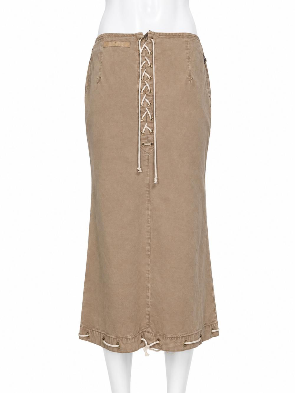 KHAKI LACE UP MAXI SKIRT (NWT)