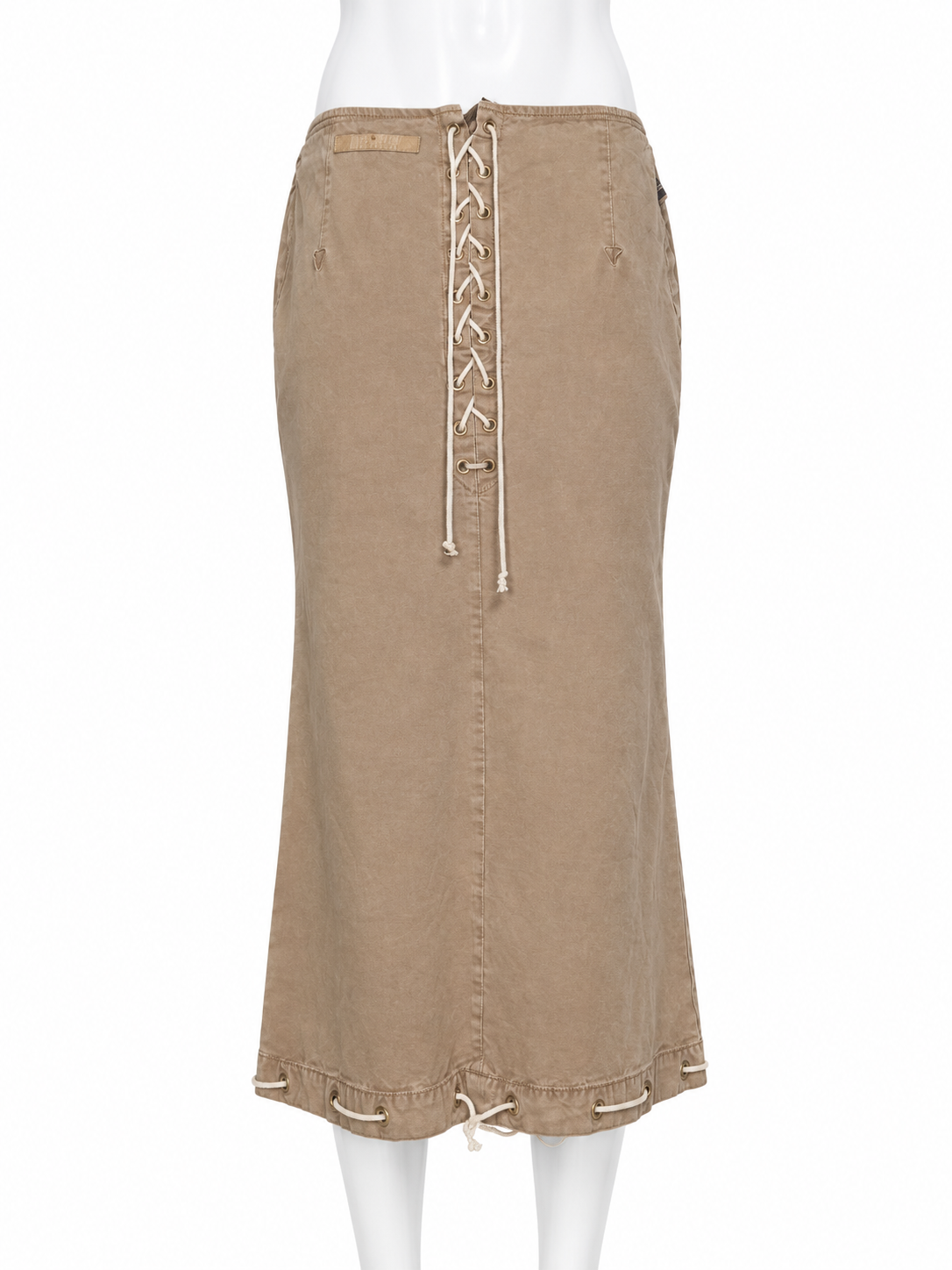 KHAKI LACE UP MAXI SKIRT (NWT)
