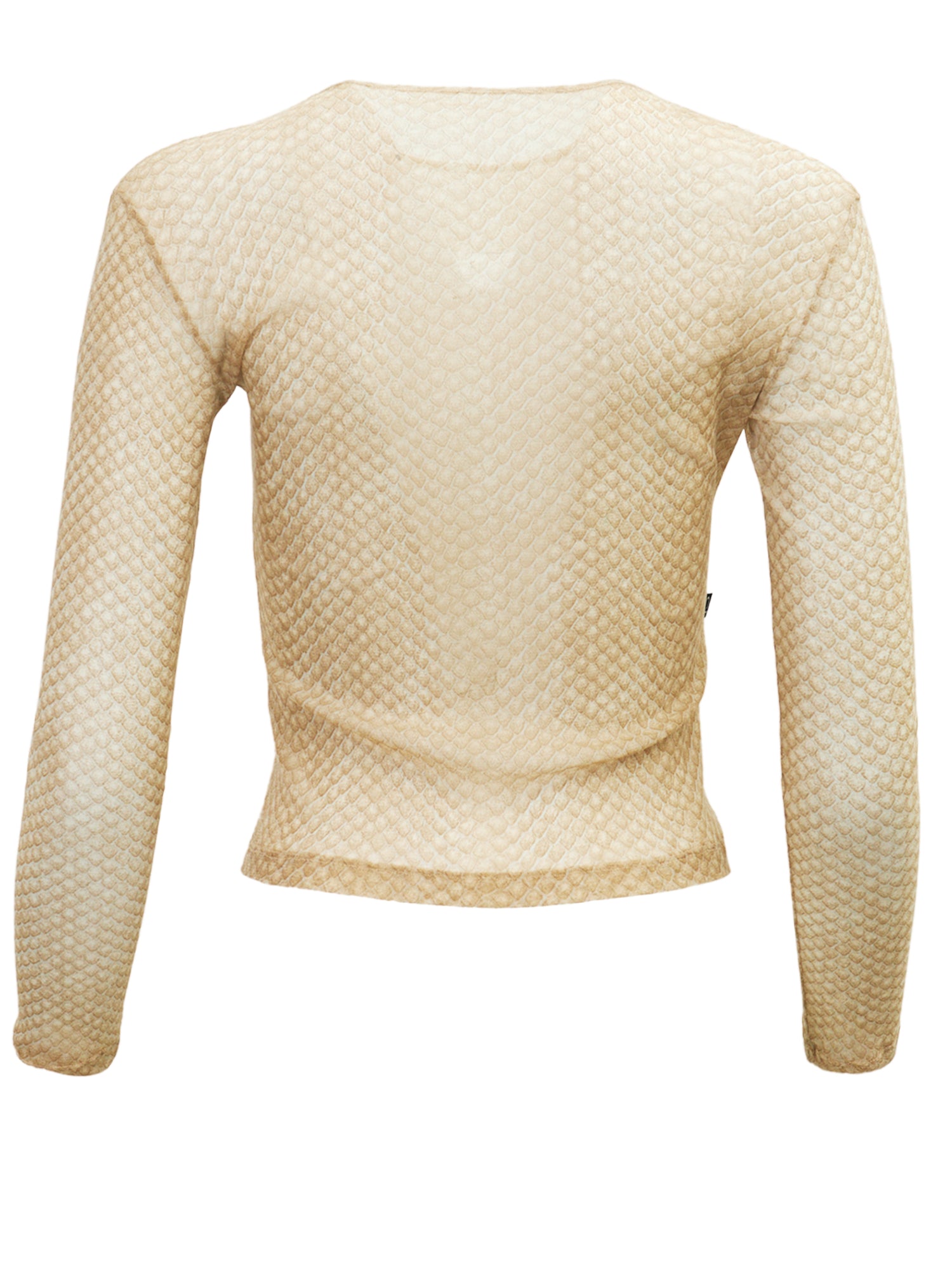 TAN SCALE PRINTED MESH LONGSLEEVE TOP