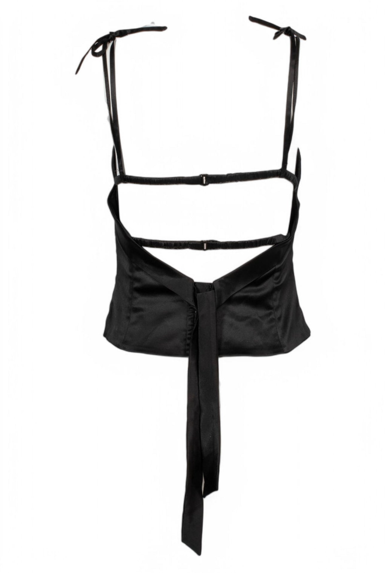 90S BLACK SATIN EXPOSED BRA TOP