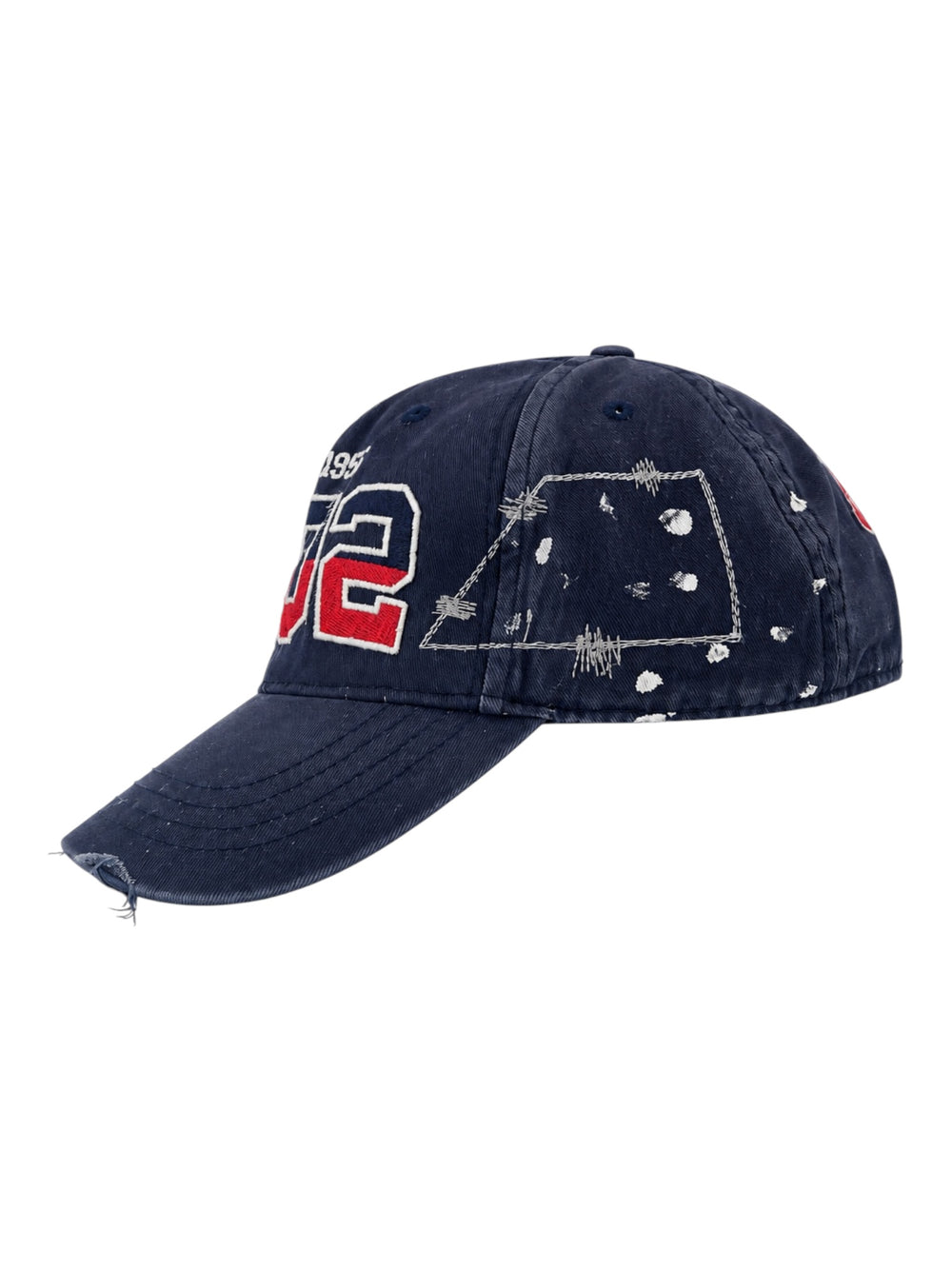 NAVY PAINT SPLATTER & DISTRESSED BASEBALL CAP