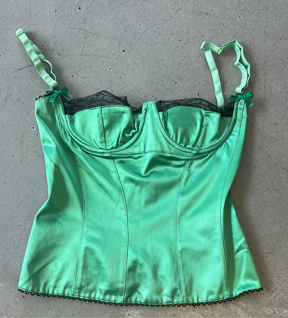 GREEN LACE BUSTIER