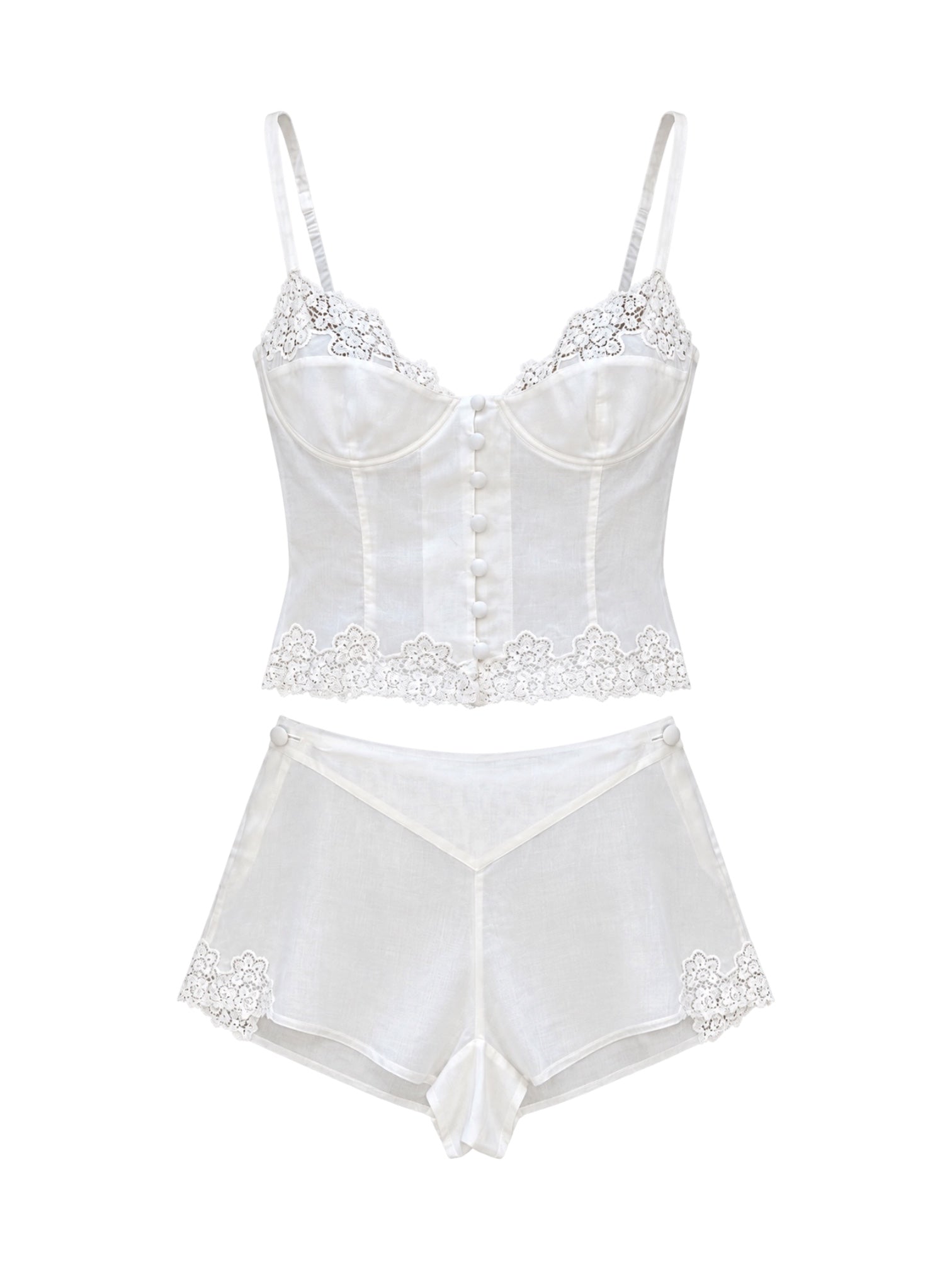 CREAM LACE BUSTIER TANK & SHORTS SET (AS IS) @JCCG