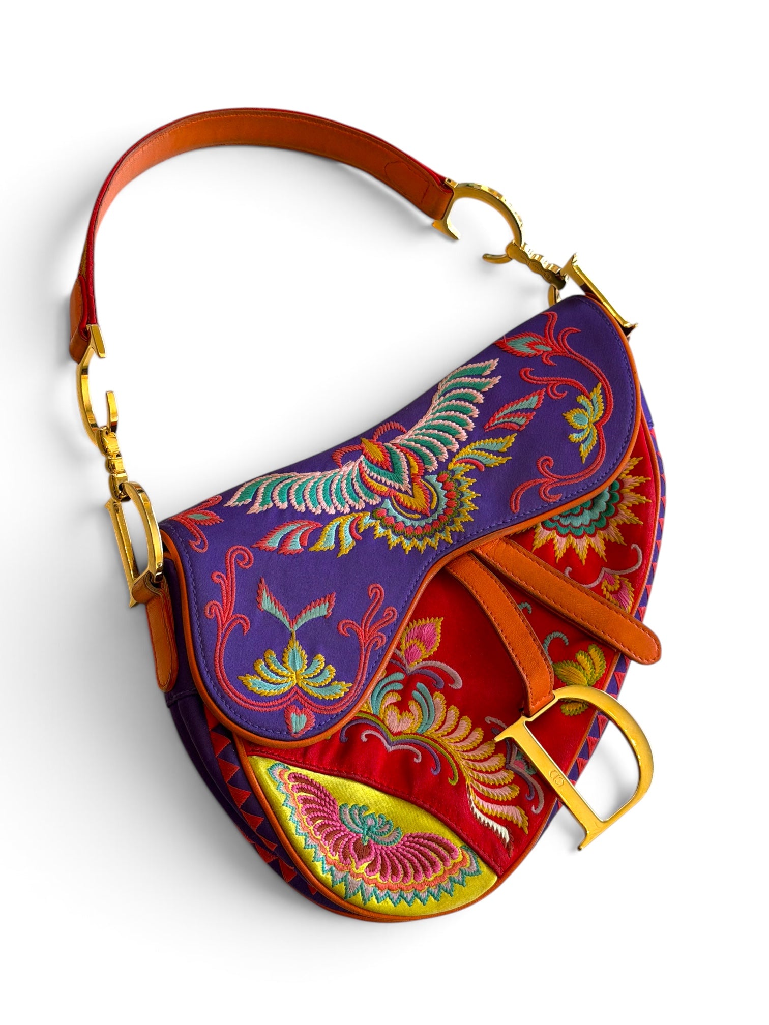 2002 SHANGHAI SILK EMBROIDERED MULTI COLOR SADDLE BAG