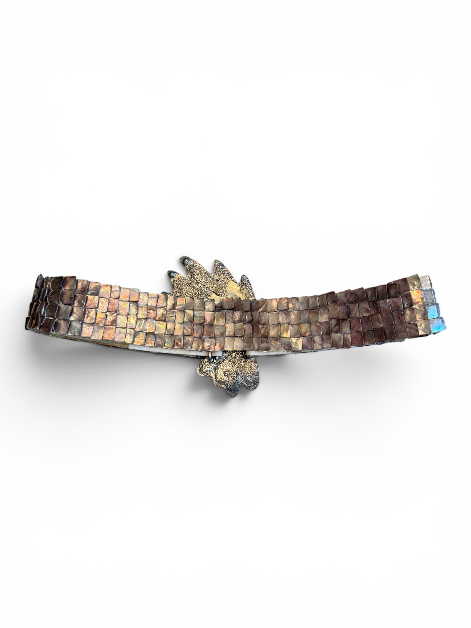 FW01 RARE MOTHER OF PEARL BIRD BUCKLE BELT