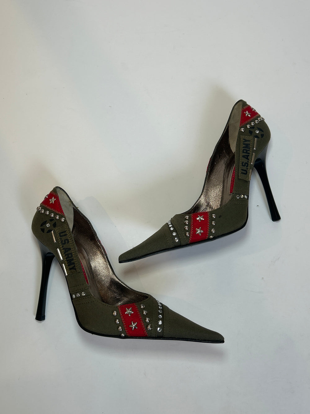 OLIVE "US ARMY" STUDDED HEELS