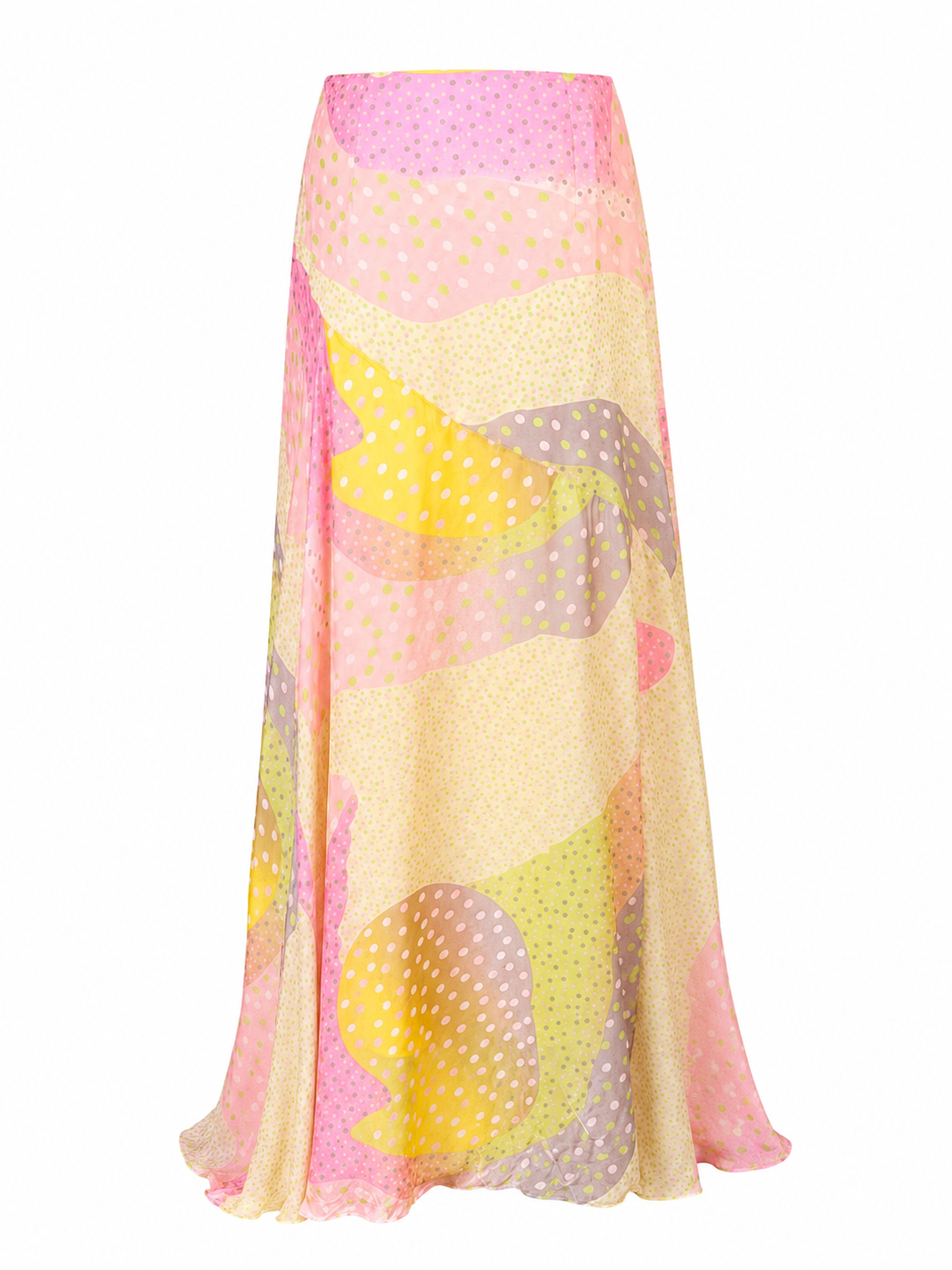 PINK POLKA DOT & STRIPED SILK MAXI SKIRT @AVH